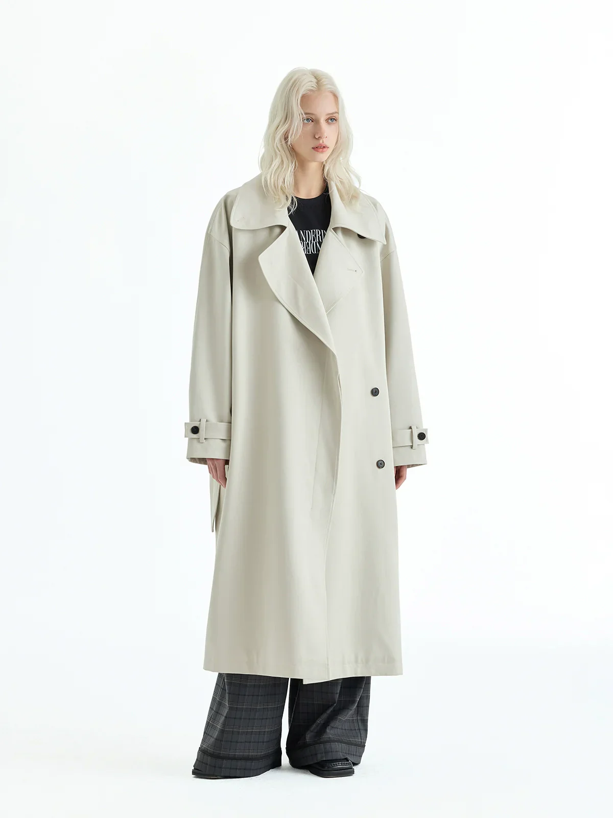 Sand-Washed Tencel-Cotton Trench Coat - Image 3