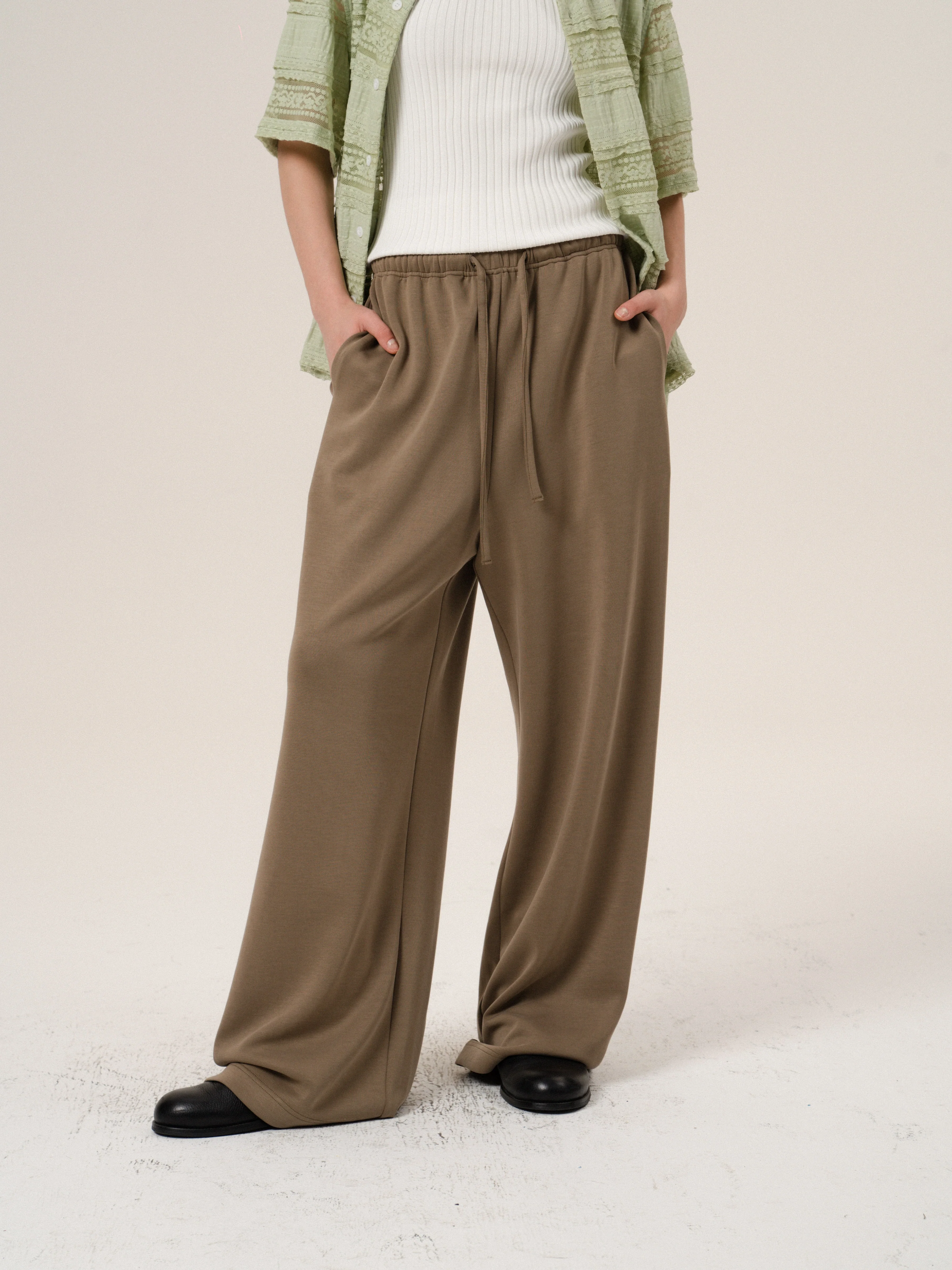 Sandwashed Modal Wide-Leg Drawstring Pants - Image 4