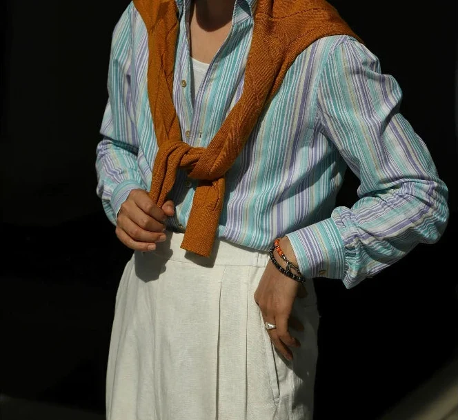 Santorini Stripe Cotton Shirt - Image 4