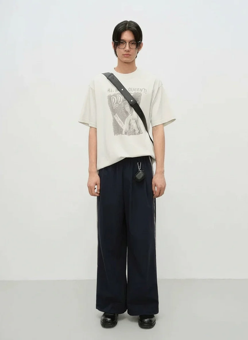 Sapphire Side-Stripe Wide-Leg Trousers