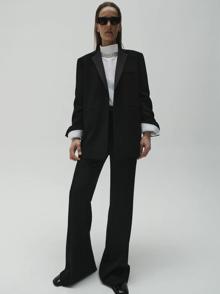 Satin Lapel Blazer