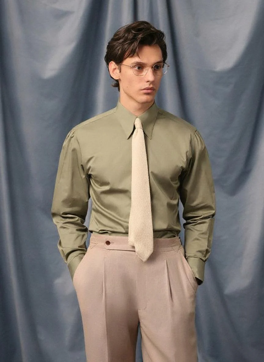 Satin Mercerized Button-Down Shirt