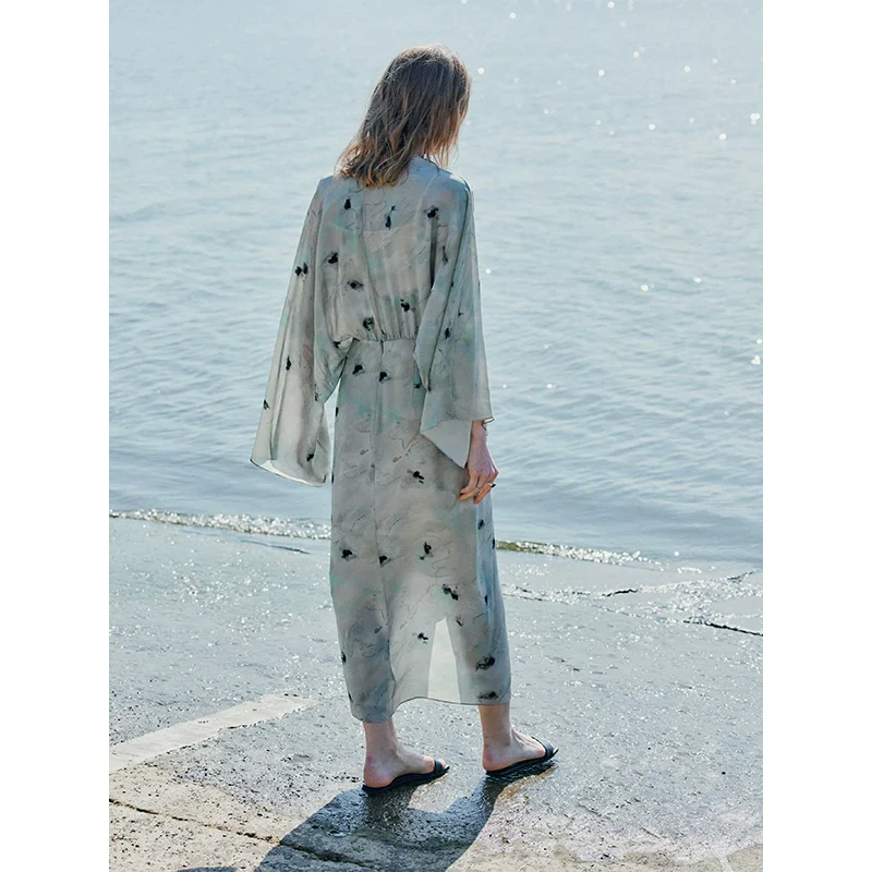 Satin Watercolor Silk Dress - Image 2