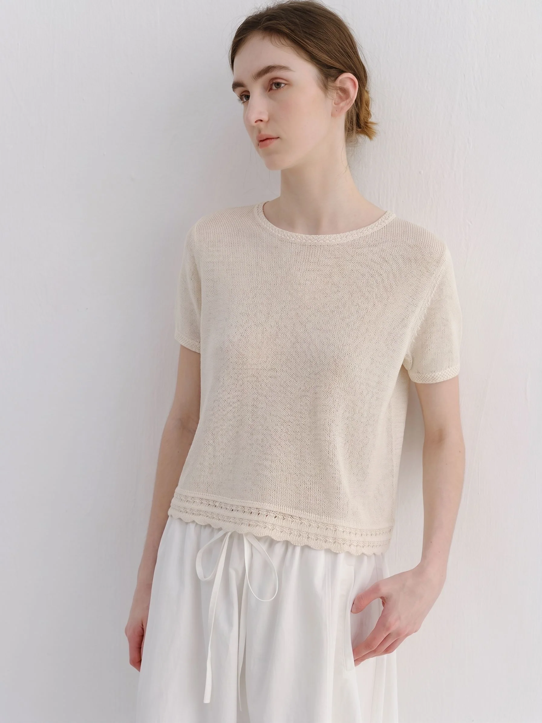 Scallop Hem Knit Tee - Image 3