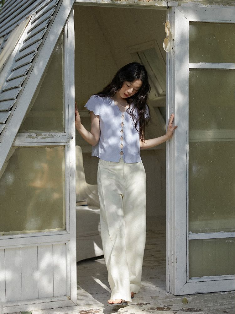 Scalloped Button Blouse