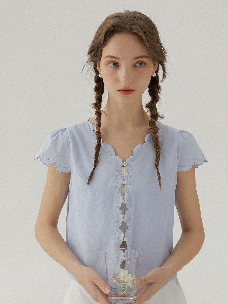 Scalloped Button Blouse - Image 4