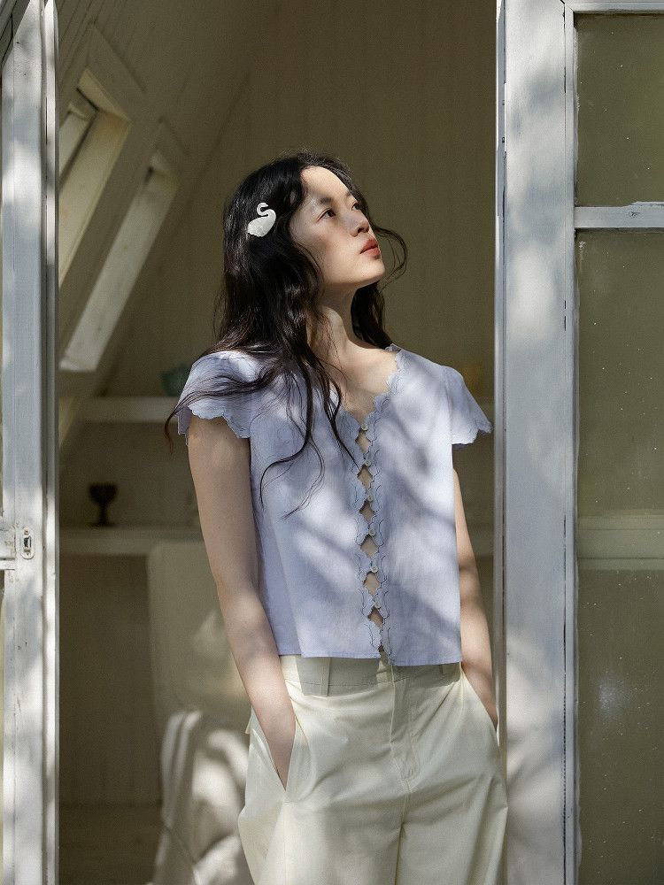 Scalloped Button Blouse - Image 5