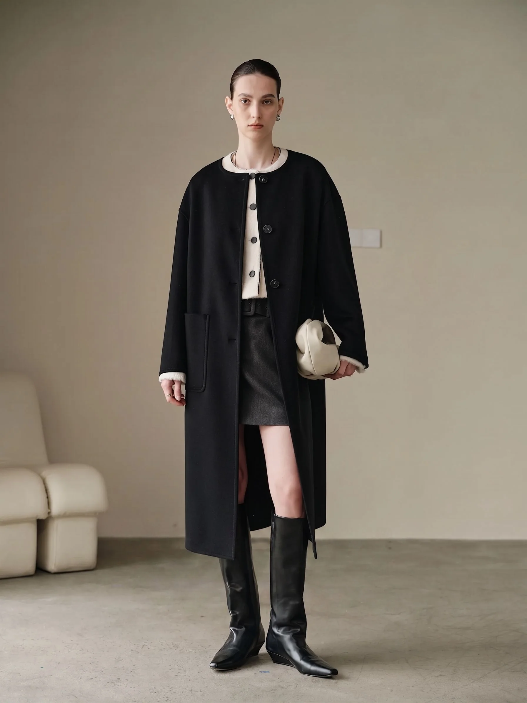 Scarf Collar Coat - Image 4