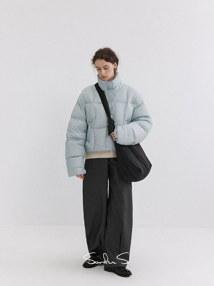 Scarf-Collar Cropped Down Jacket