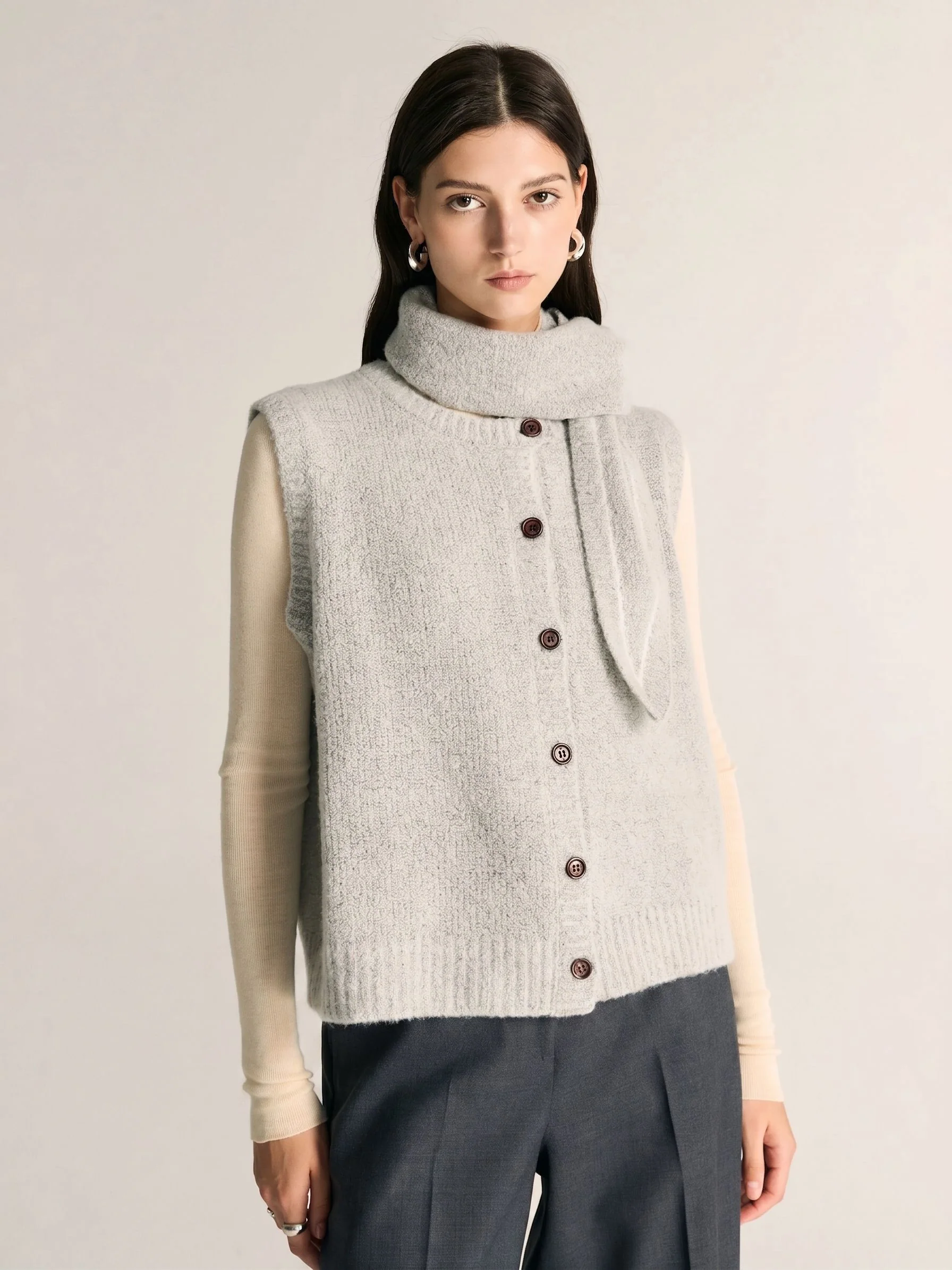 Scarf-Collar Knit Vest - Image 2