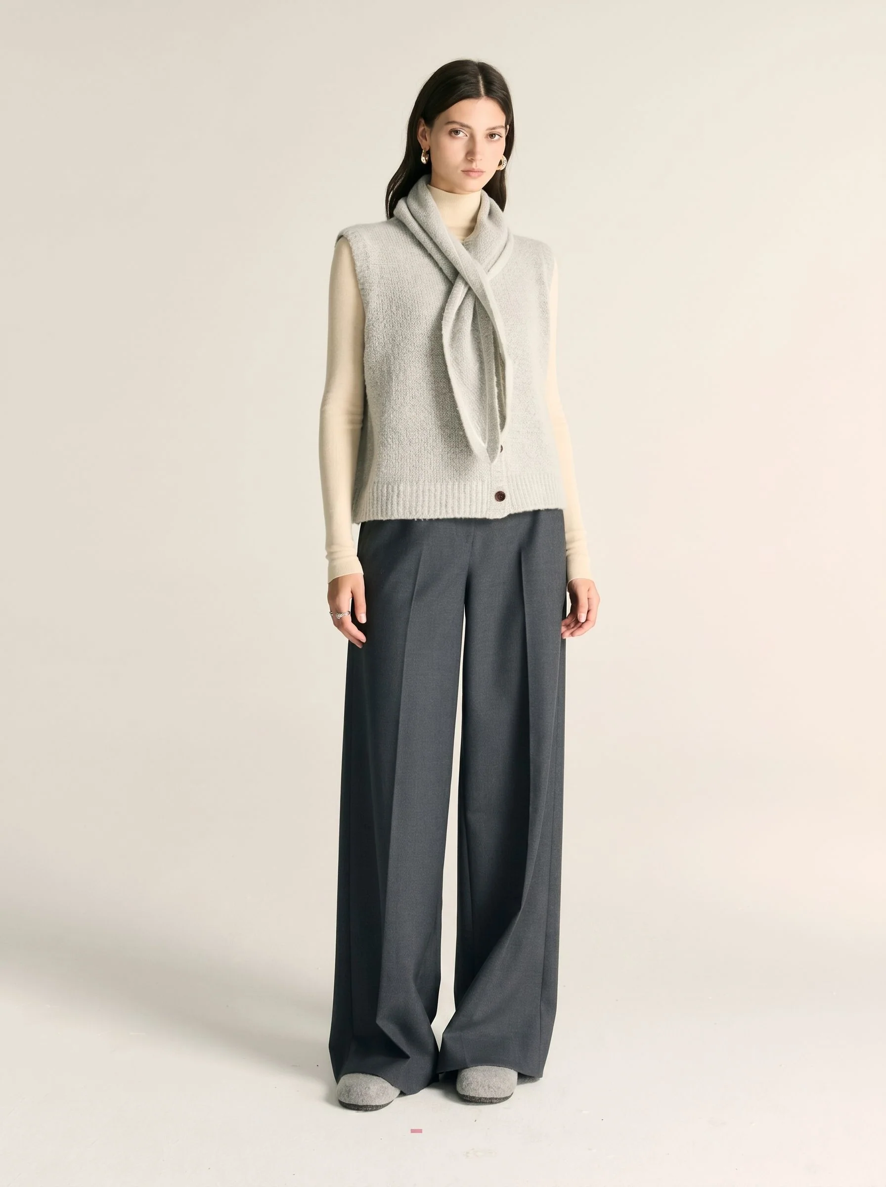 Scarf-Collar Knit Vest - Image 3