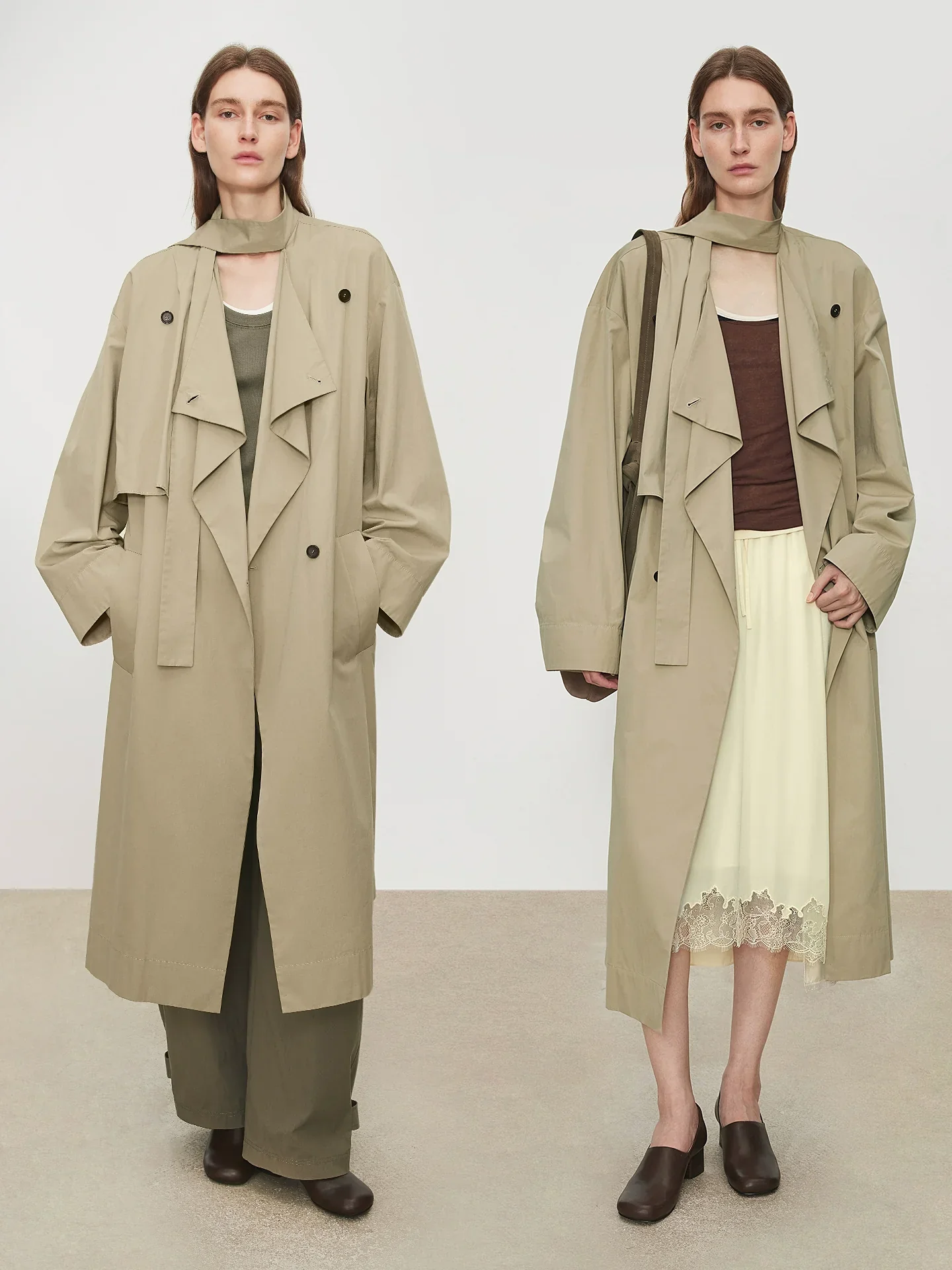 Scarf-Collar Pima Poplin Trench - Image 4