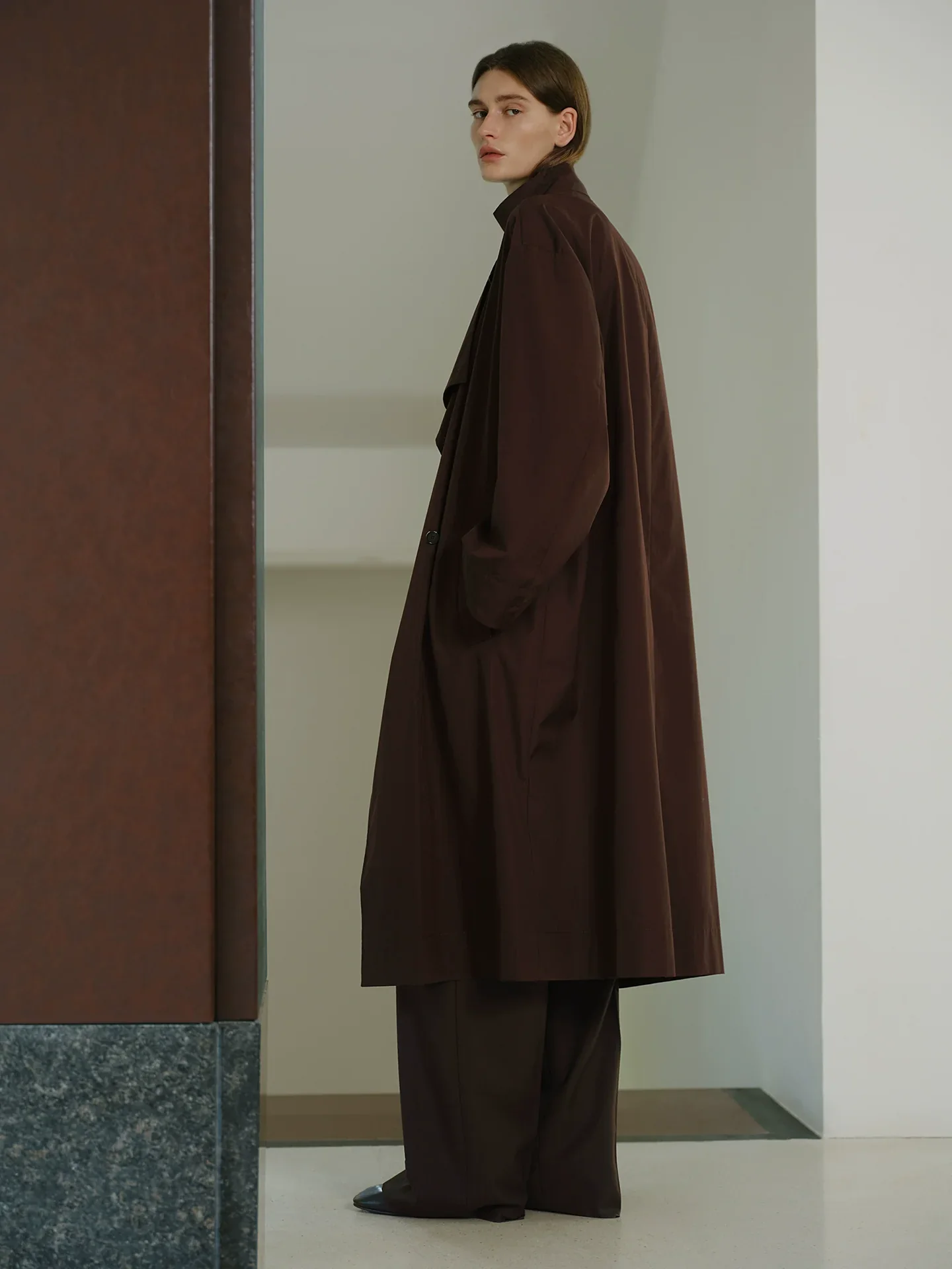 Scarf-Collar Pima Poplin Trench - Image 5