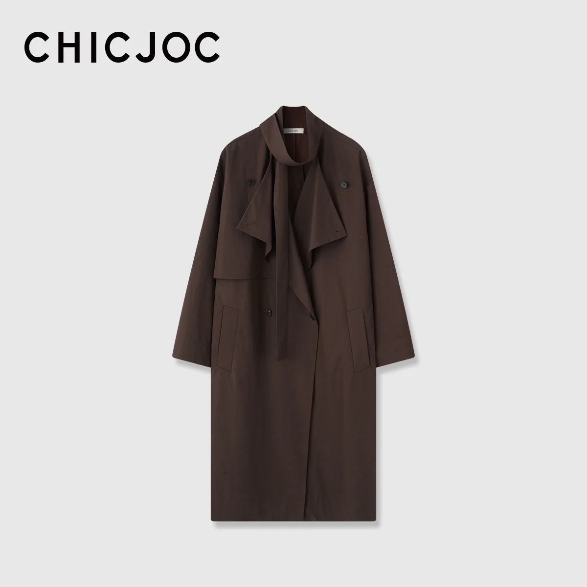 Scarf-Collar Pima Poplin Trench - Image 6