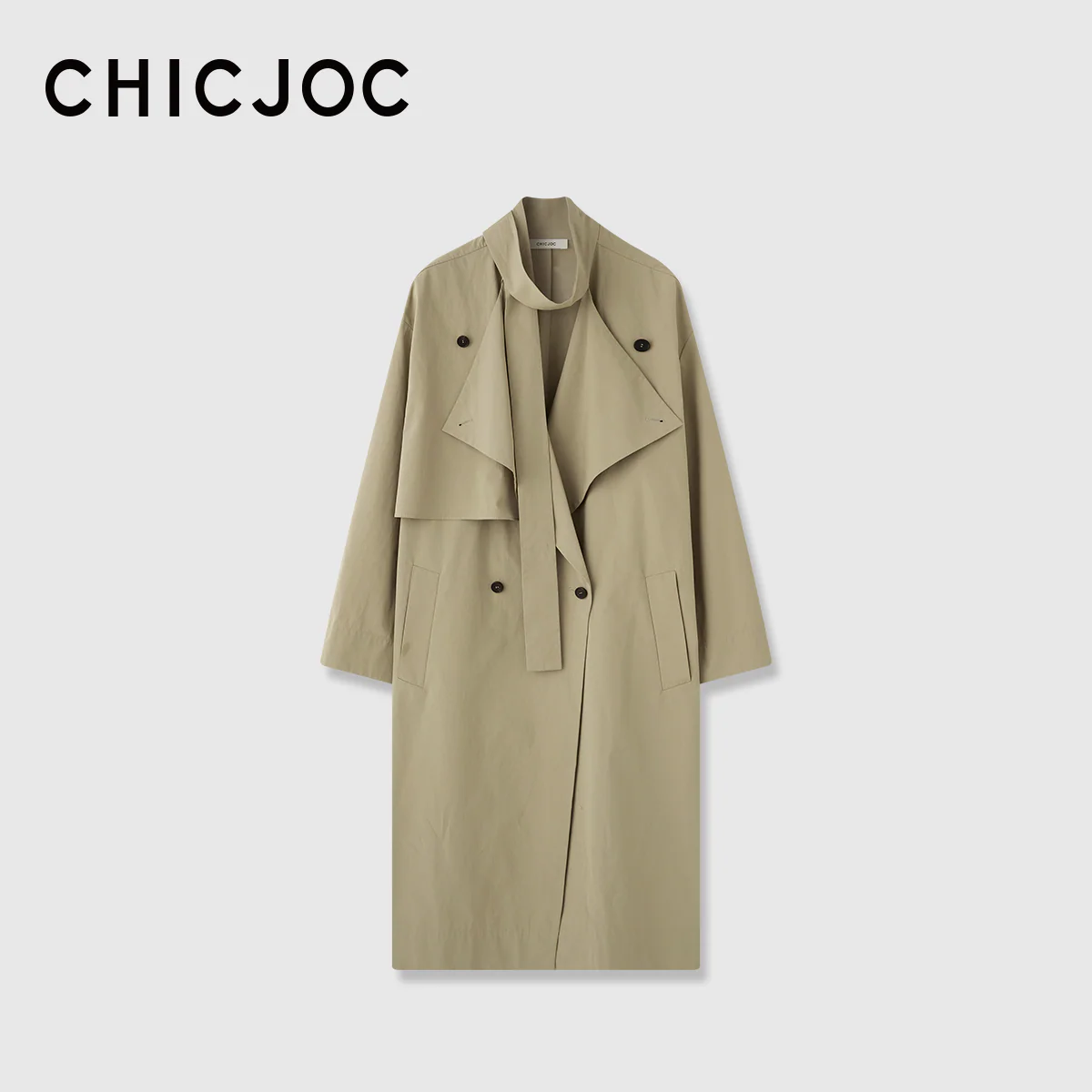 Scarf-Collar Pima Poplin Trench - Image 7