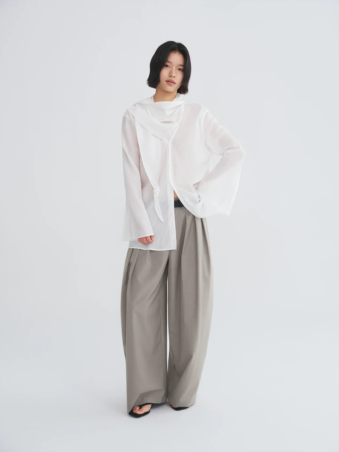 Scarf Collar Shirt - Image 2