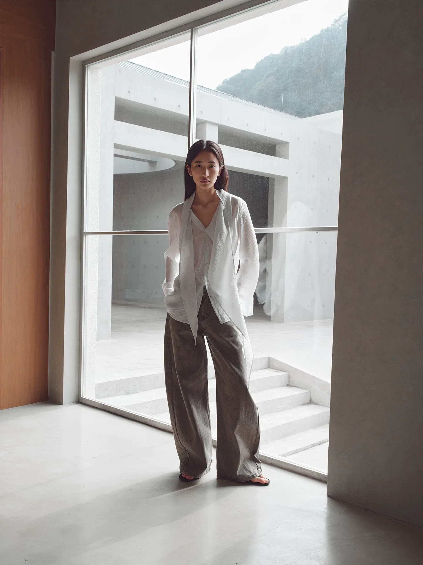 Scarf Collar Shirt - Image 3