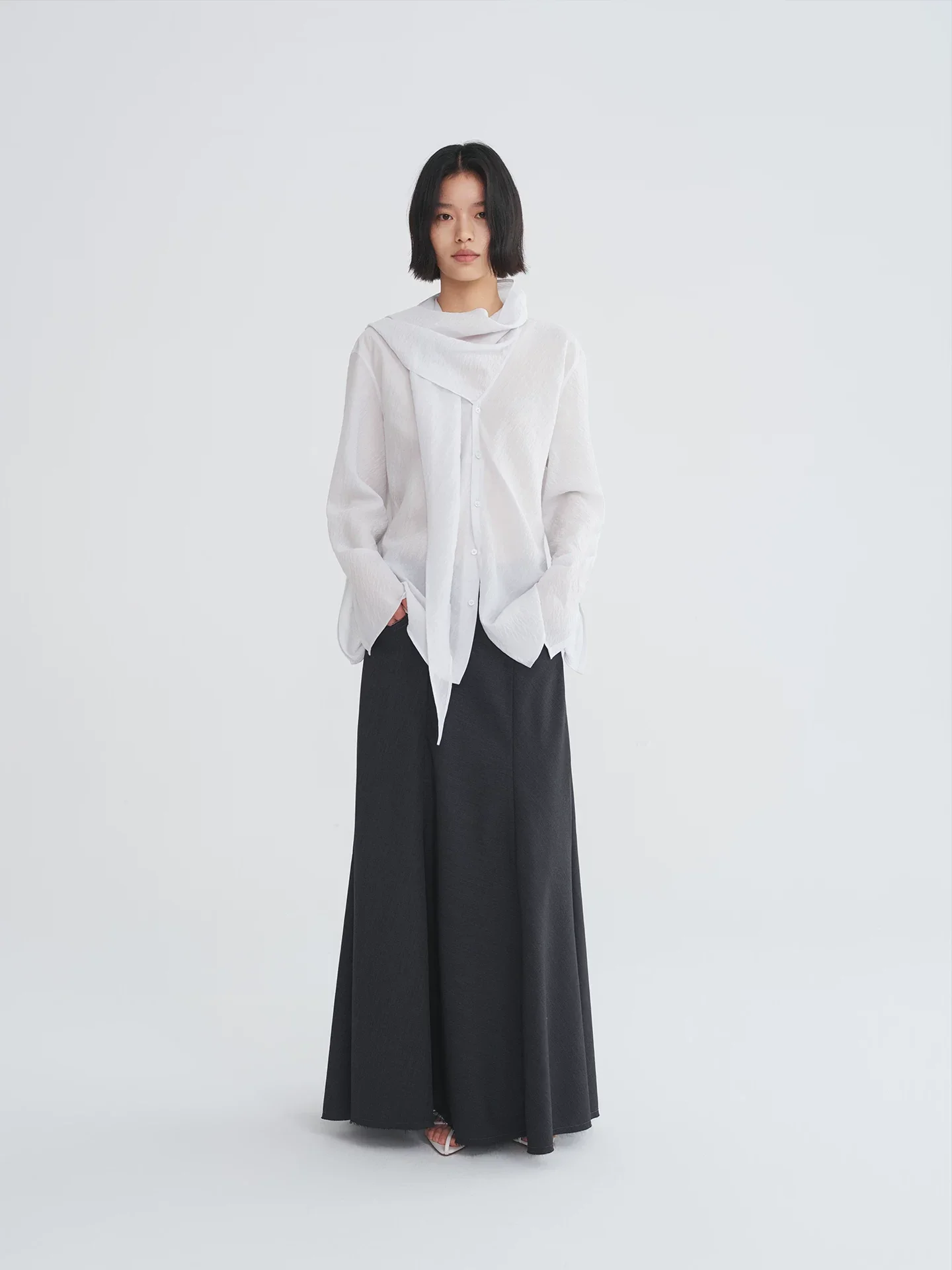 Scarf Collar Shirt - Image 4