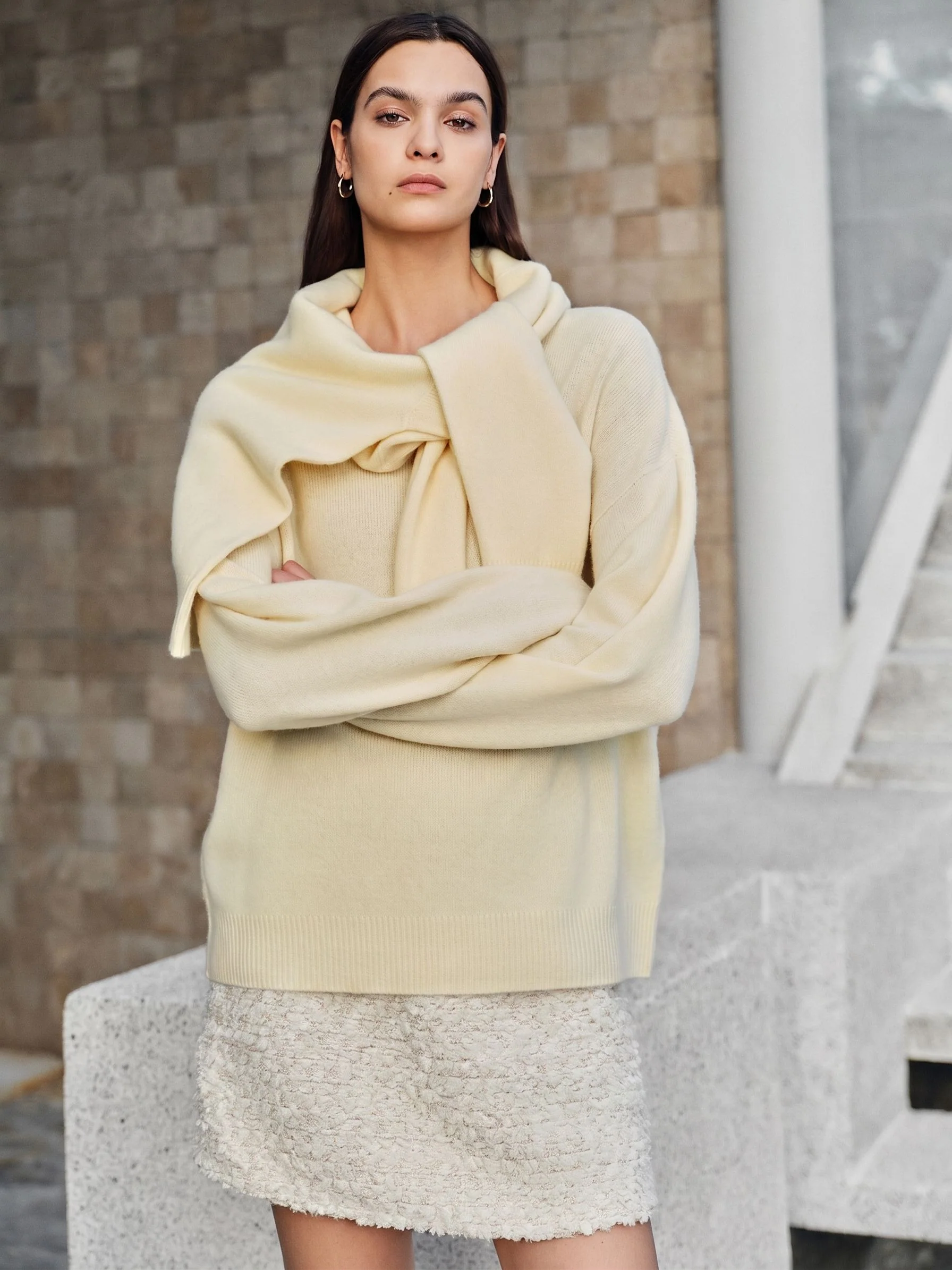 Scarf Collar Sweater - Image 2