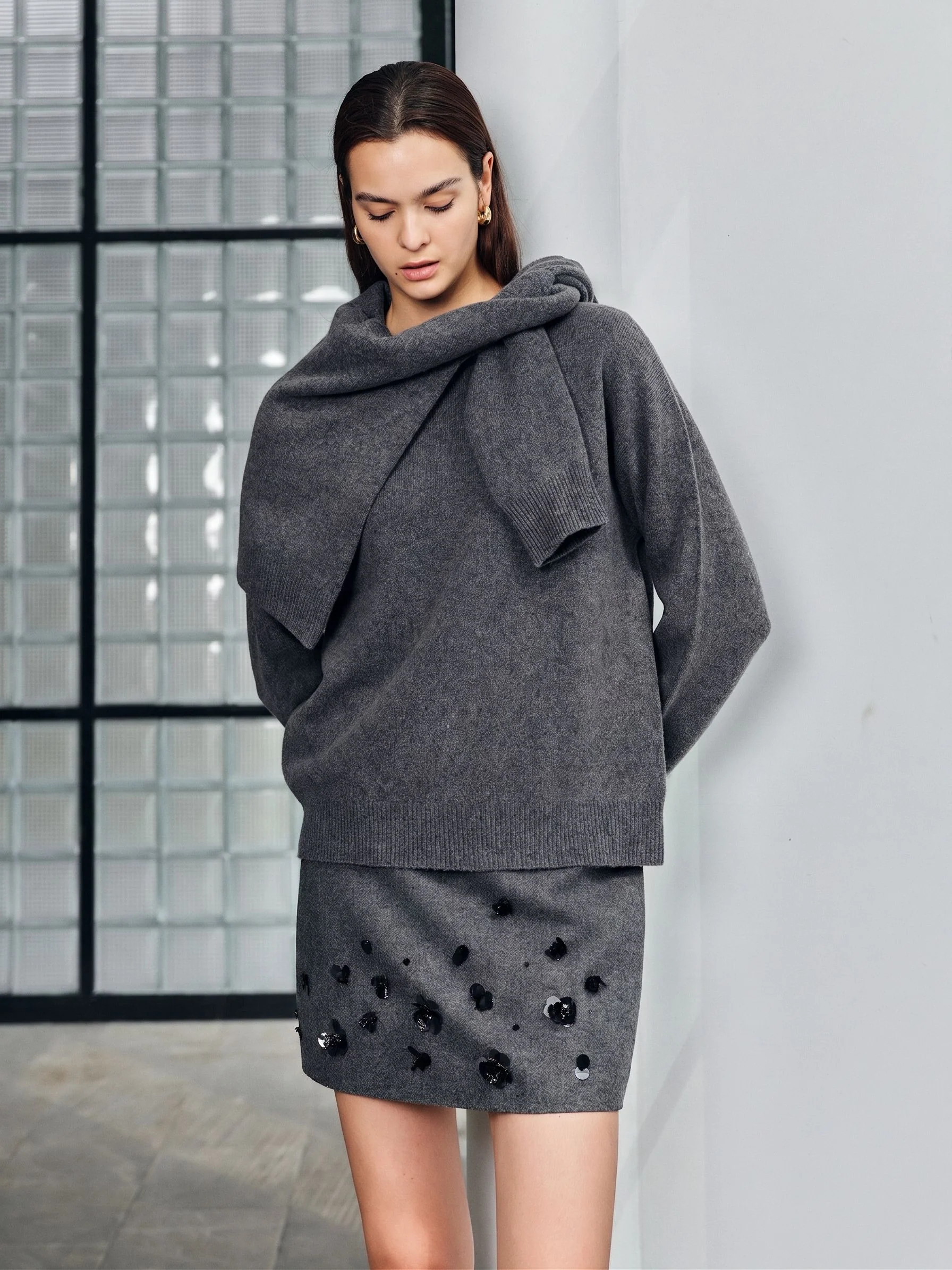 Scarf Collar Sweater - Image 5