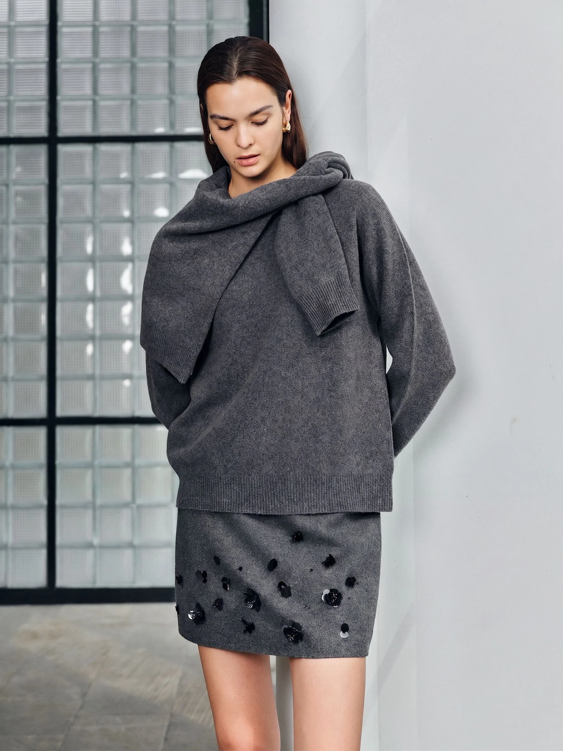 Scarf Collar Sweater - Image 7