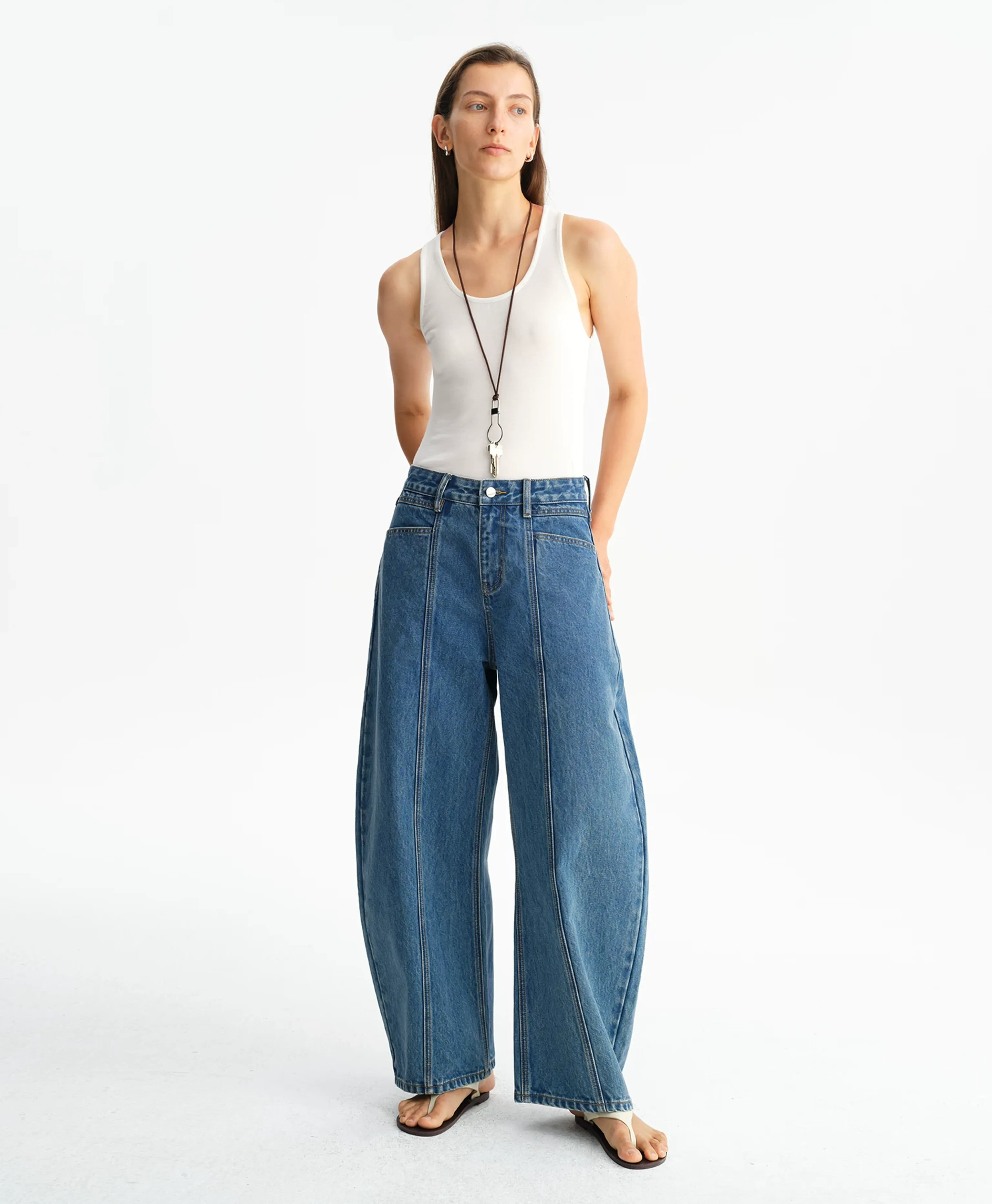 Seam-Front Wide-Leg Jeans - Image 2