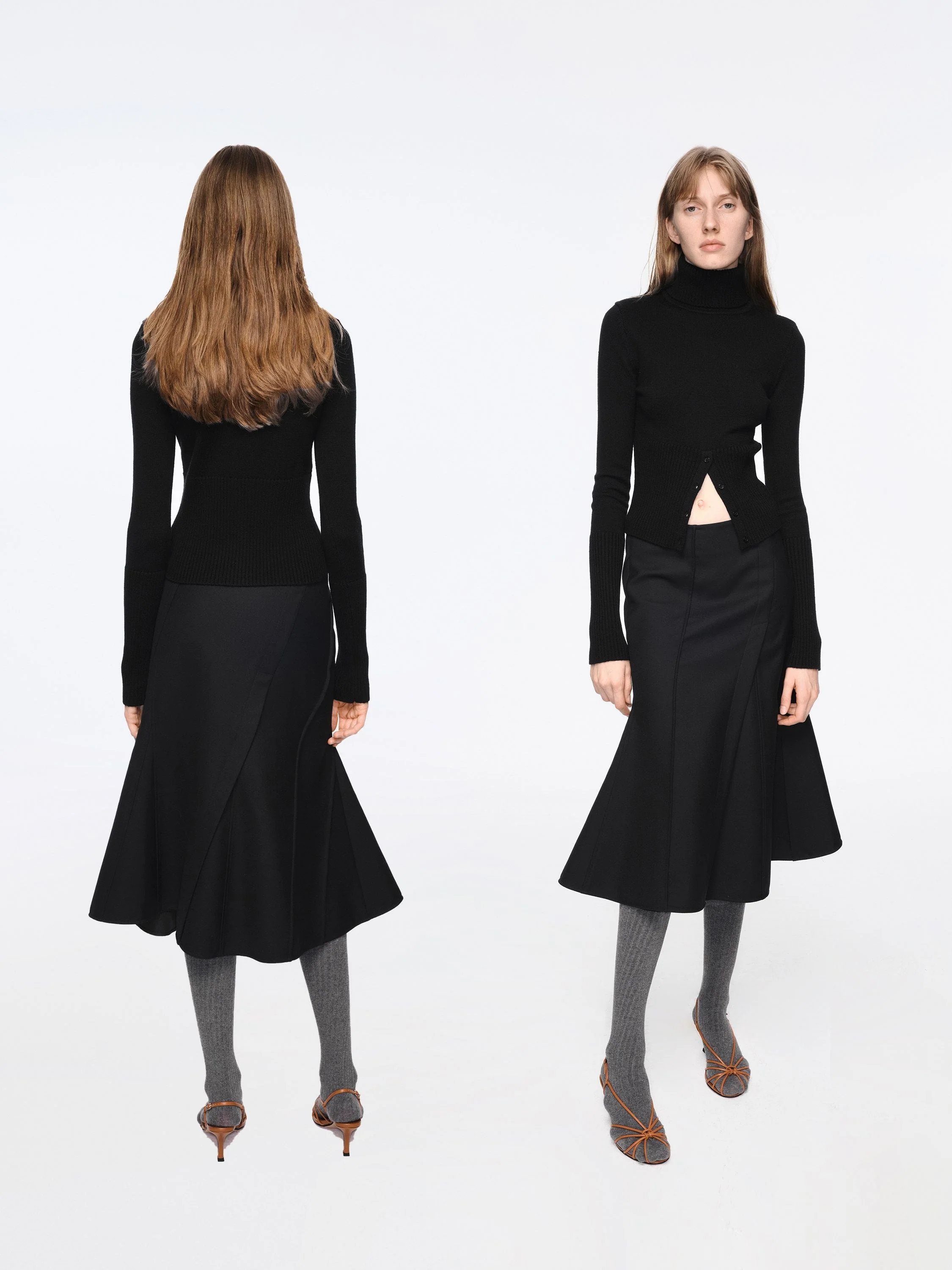 Seamed Flare Midi Skirt - Image 2