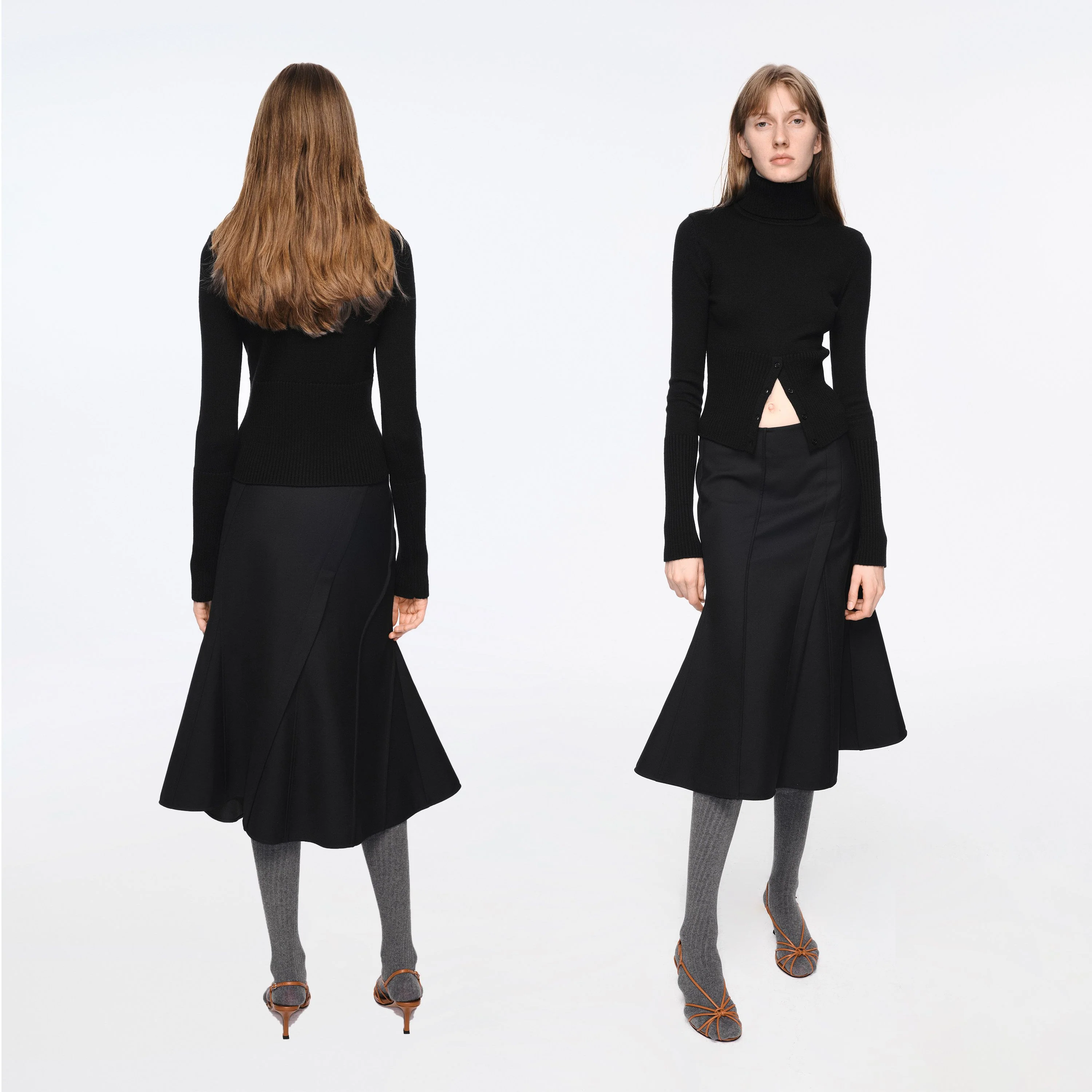 Seamed Flare Midi Skirt - Image 6
