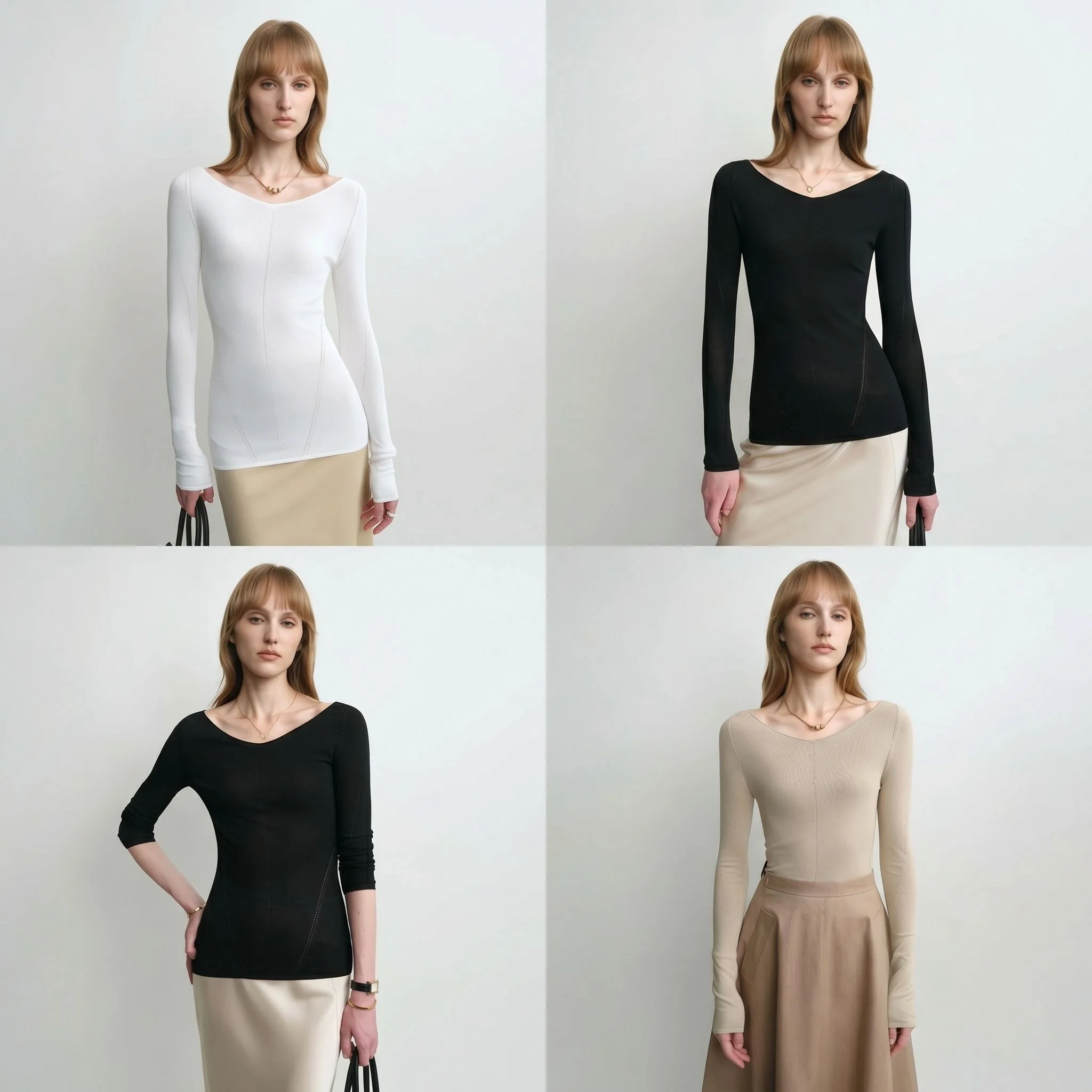 Seamed V-Neck Top