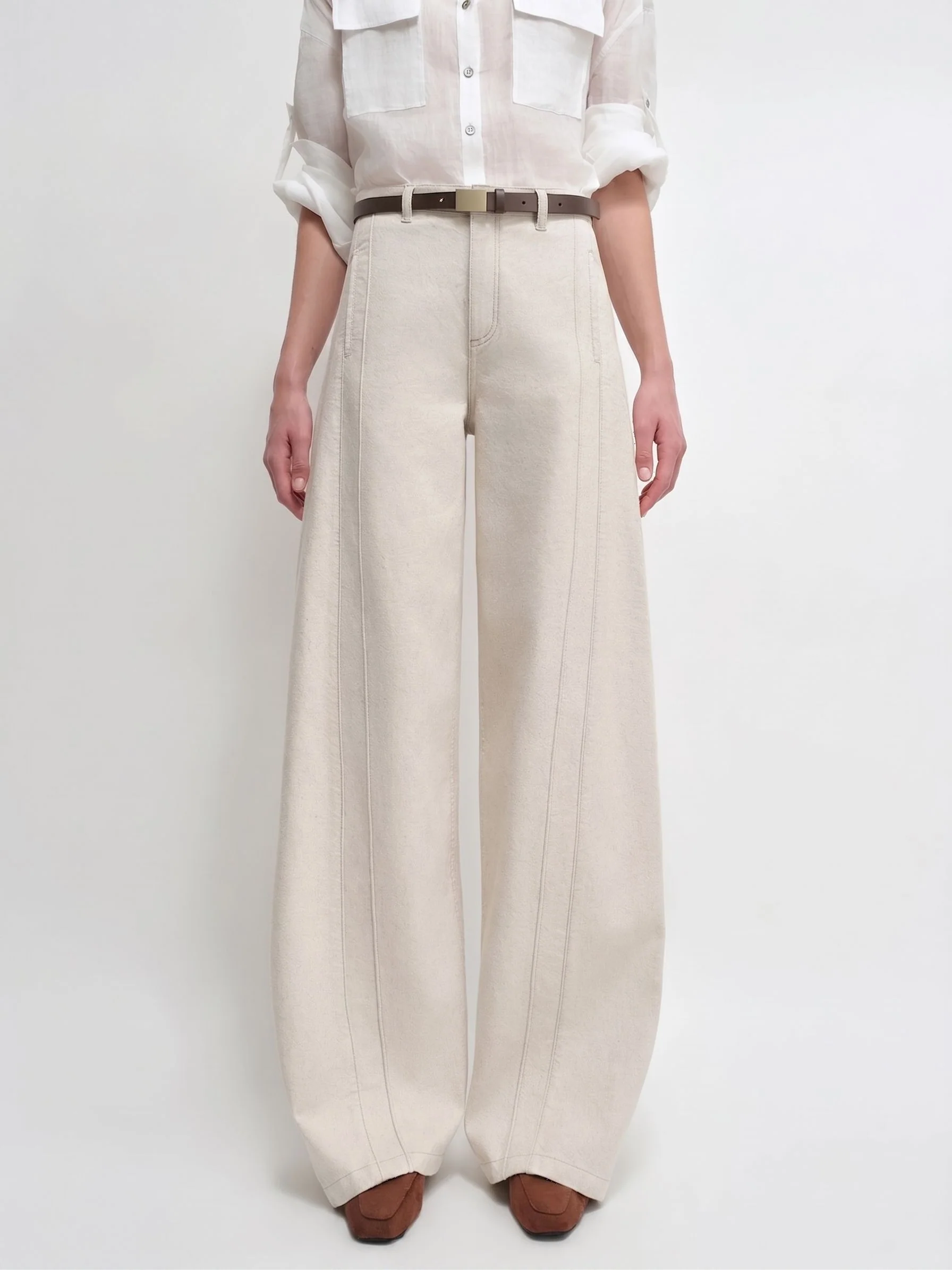 Seamed Wide-Leg Trousers