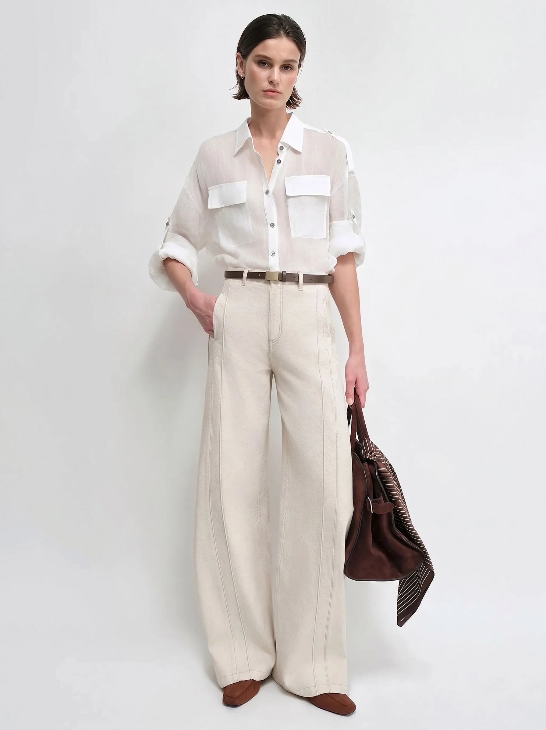 Seamed Wide-Leg Trousers - Image 2