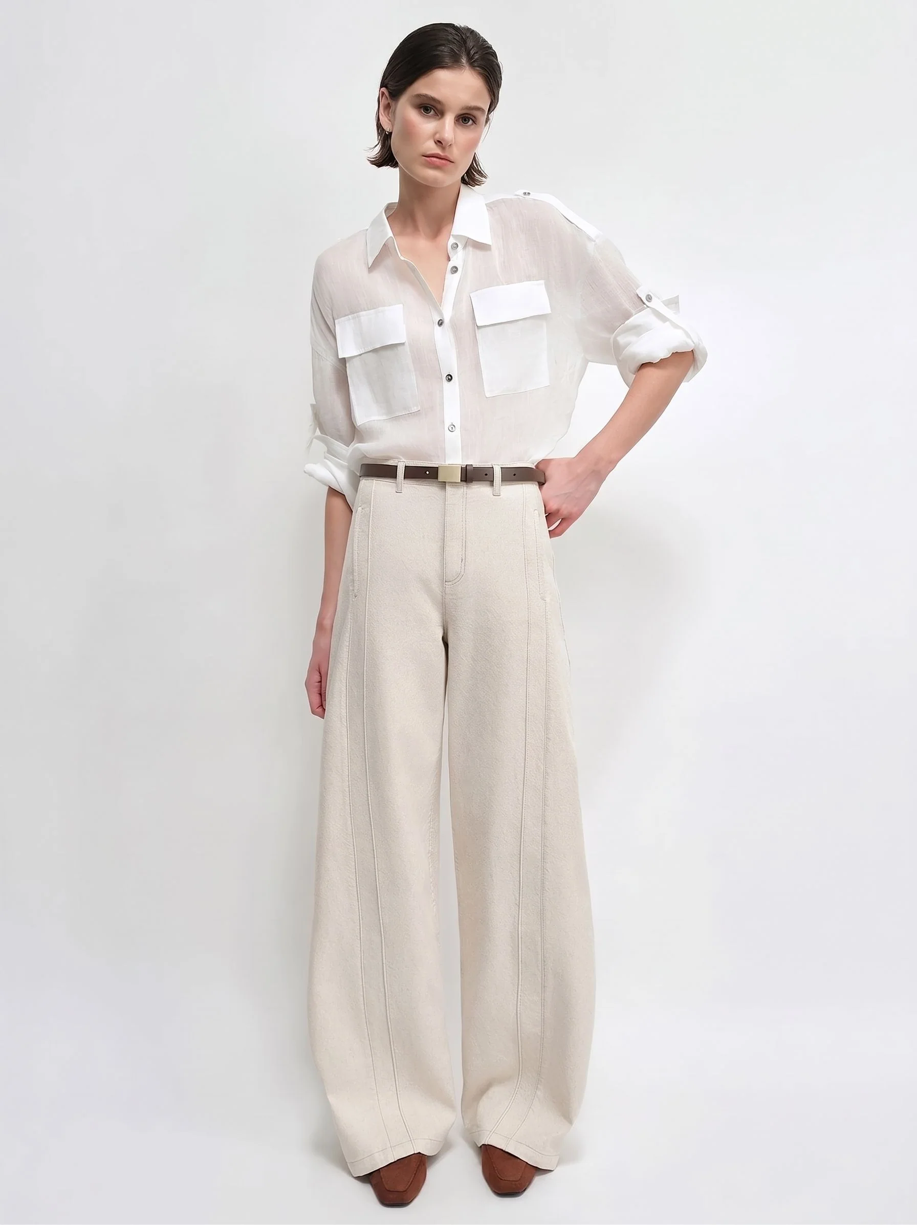 Seamed Wide-Leg Trousers - Image 5
