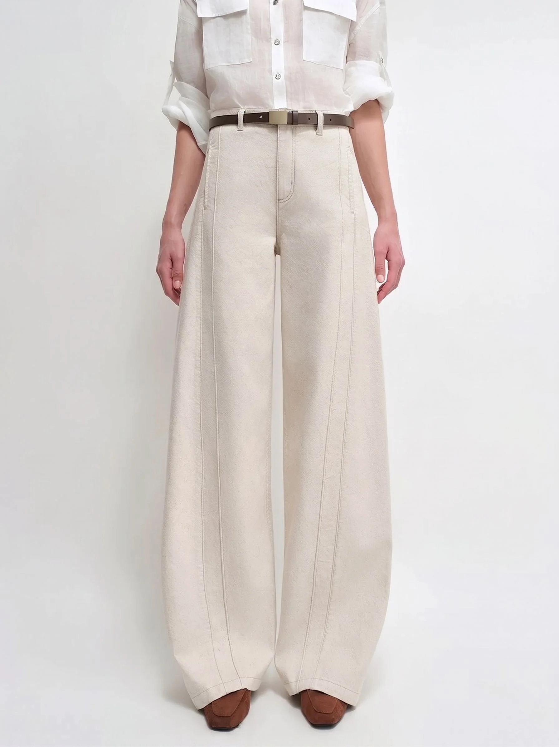 Seamed Wide-Leg Trousers - Image 6
