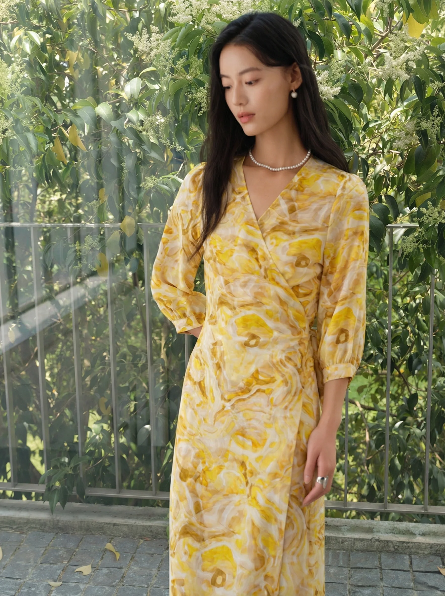 Seaside Mulberry Silk Wrap Dress
