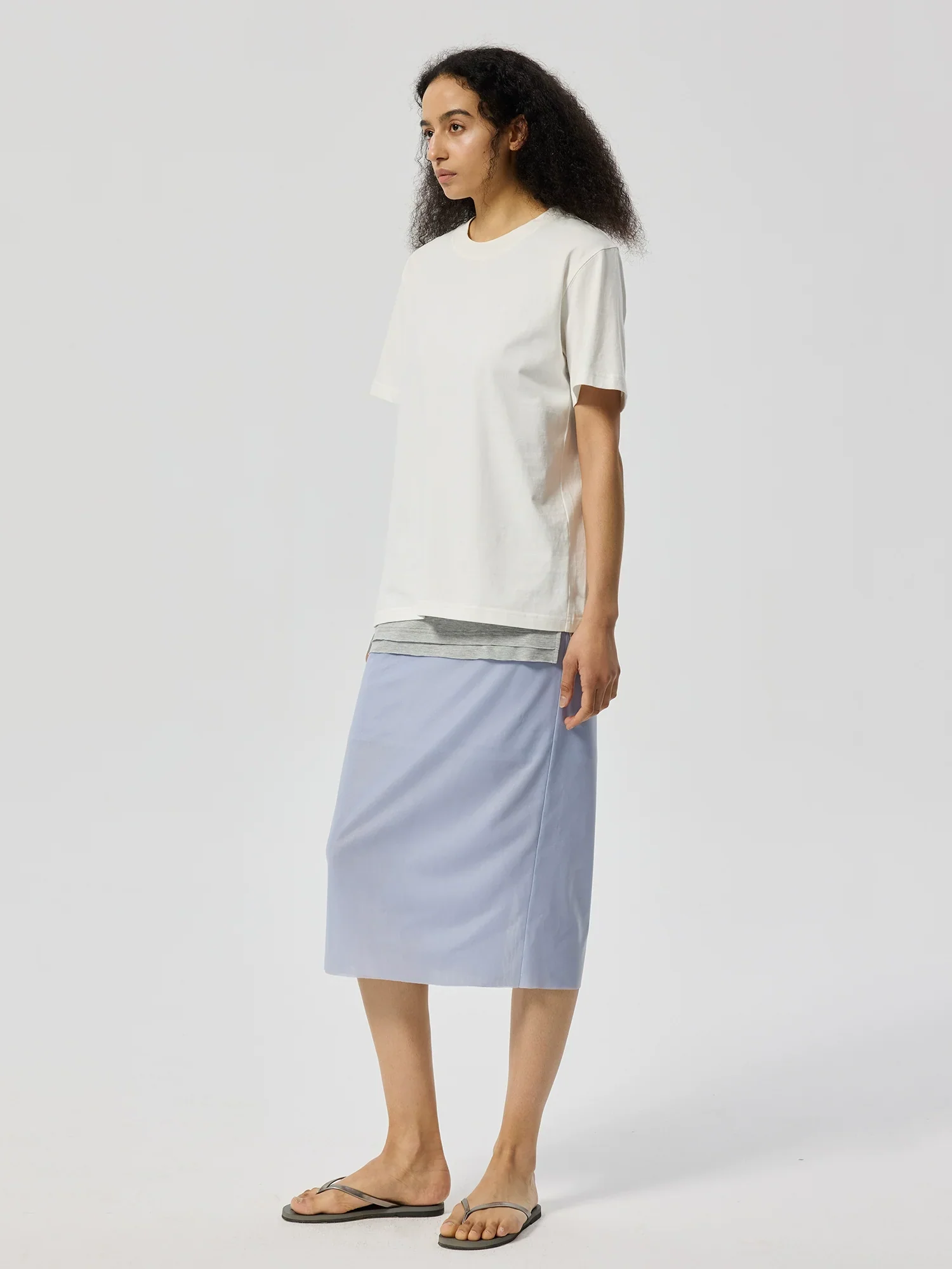 Semi-Sheer Knit Organza Midi Skirt - Image 2