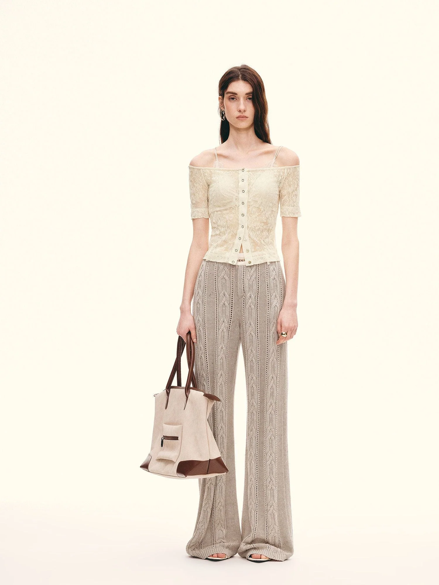 Sequin Cable-Knit Pants - Image 2