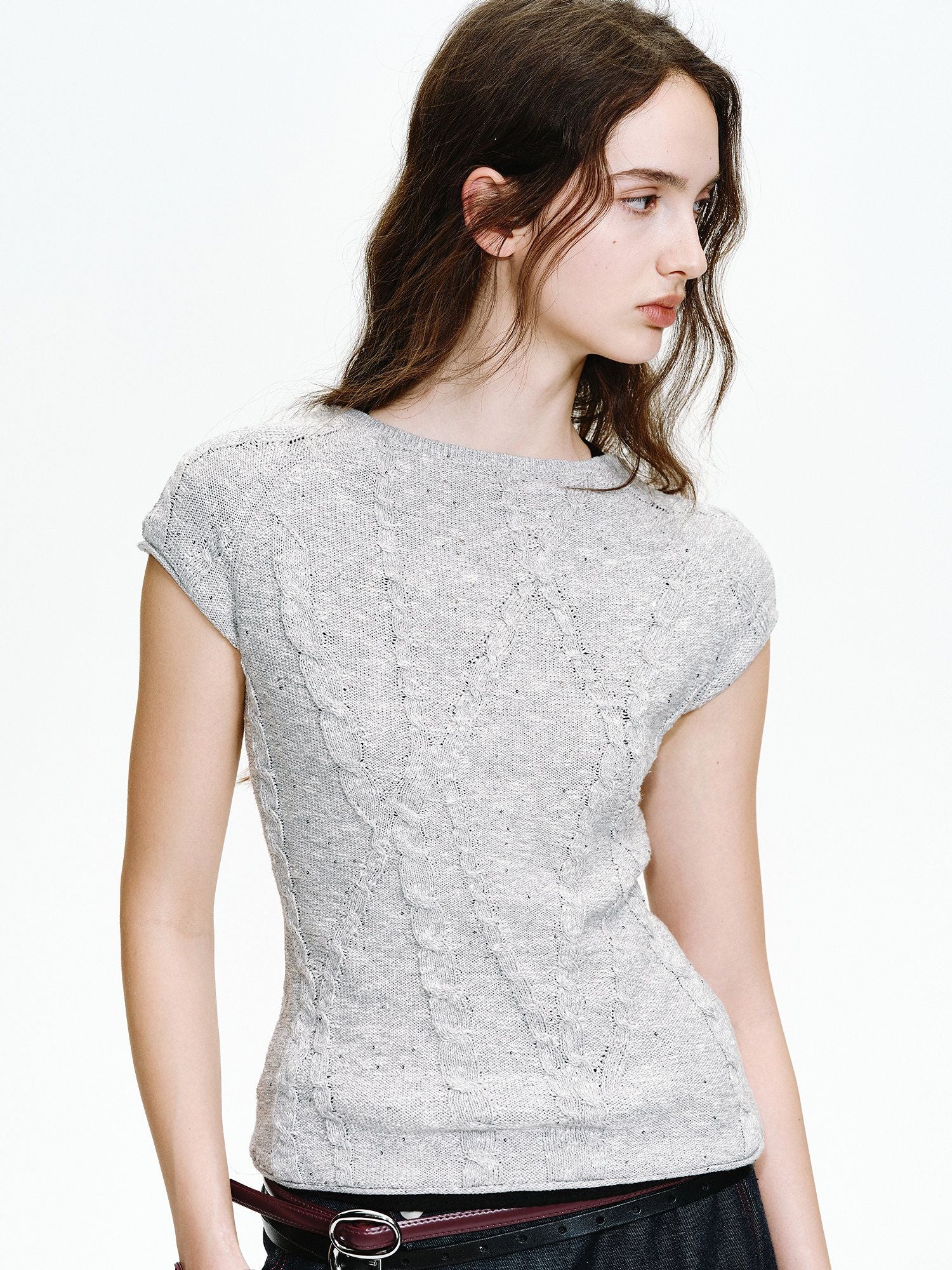 Sequin Cable Knit Top - Image 2