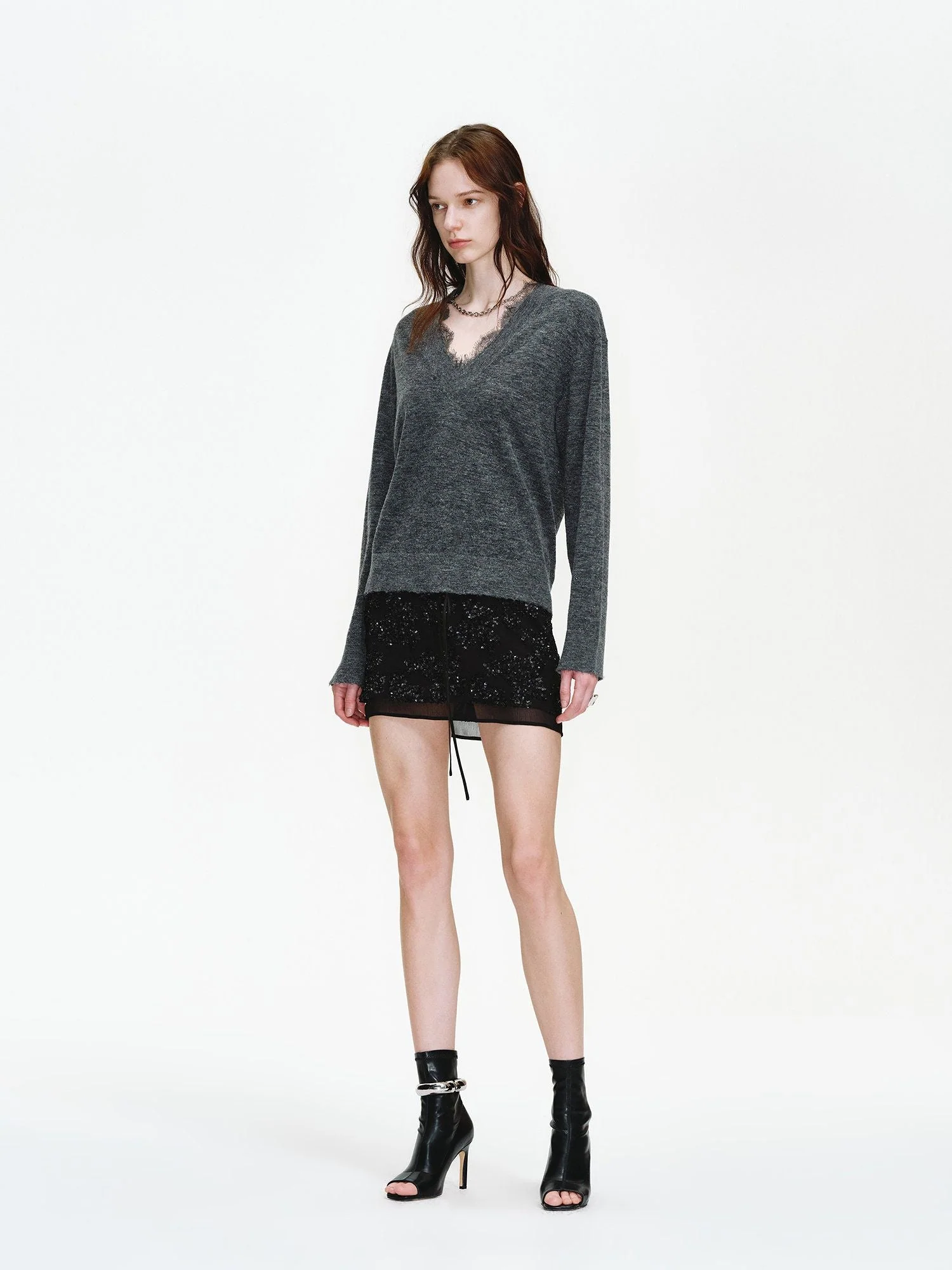 Sequin Drawstring Mini Skirt - Image 2