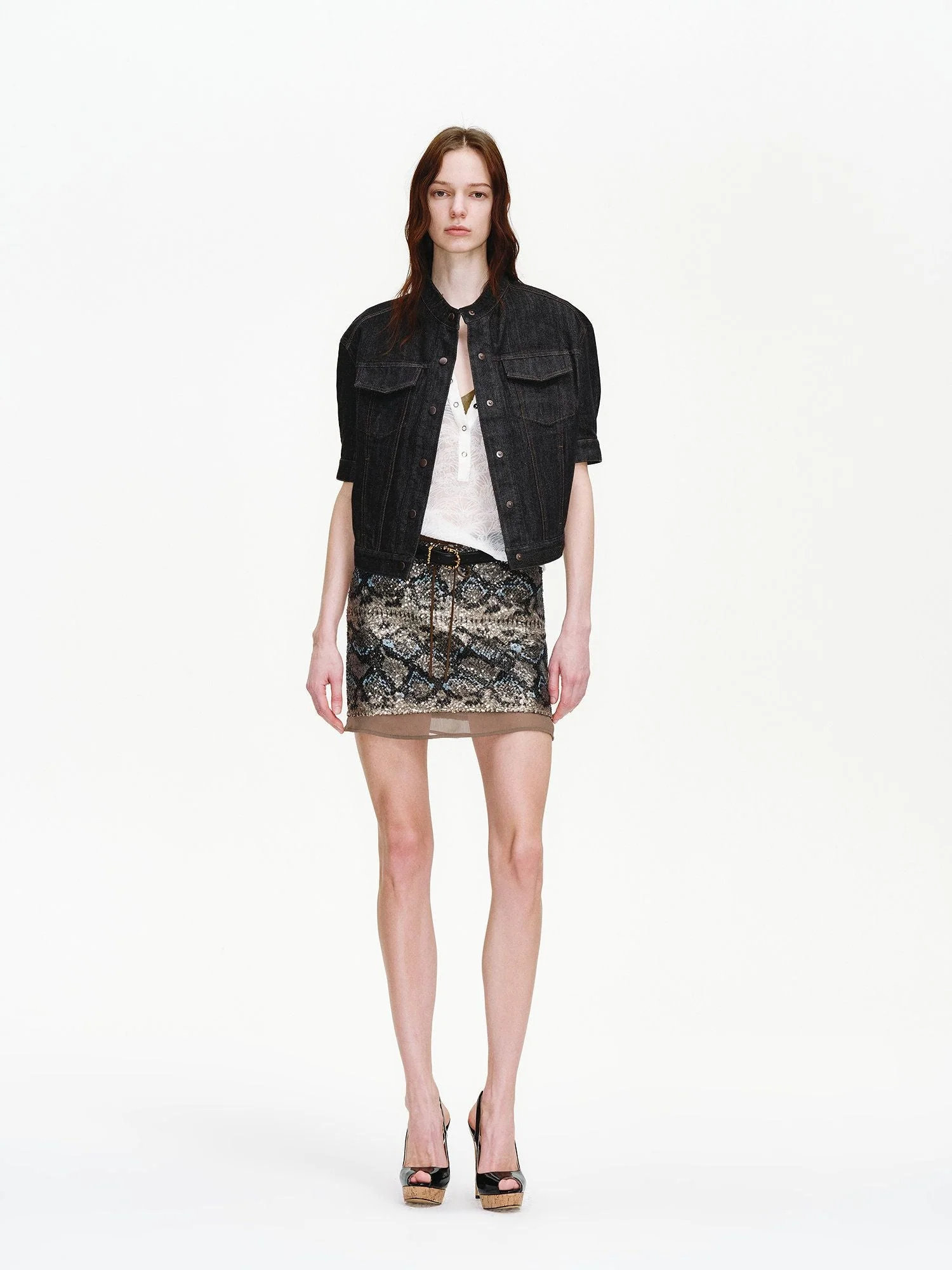 Sequin Drawstring Mini Skirt - Image 5