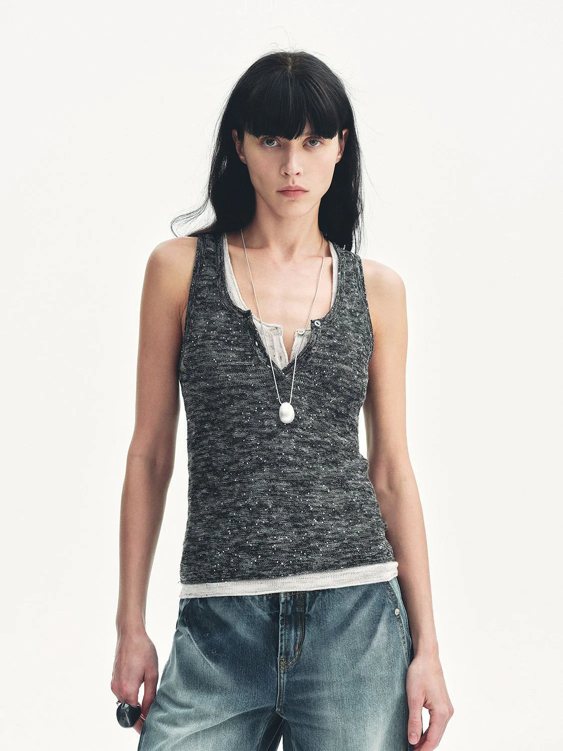 Sequin Henley Tank