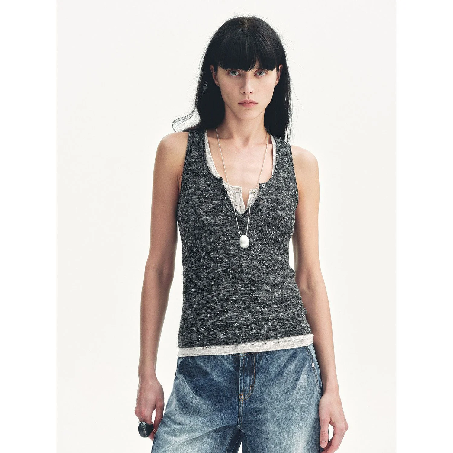 Sequin Henley Tank - Image 7