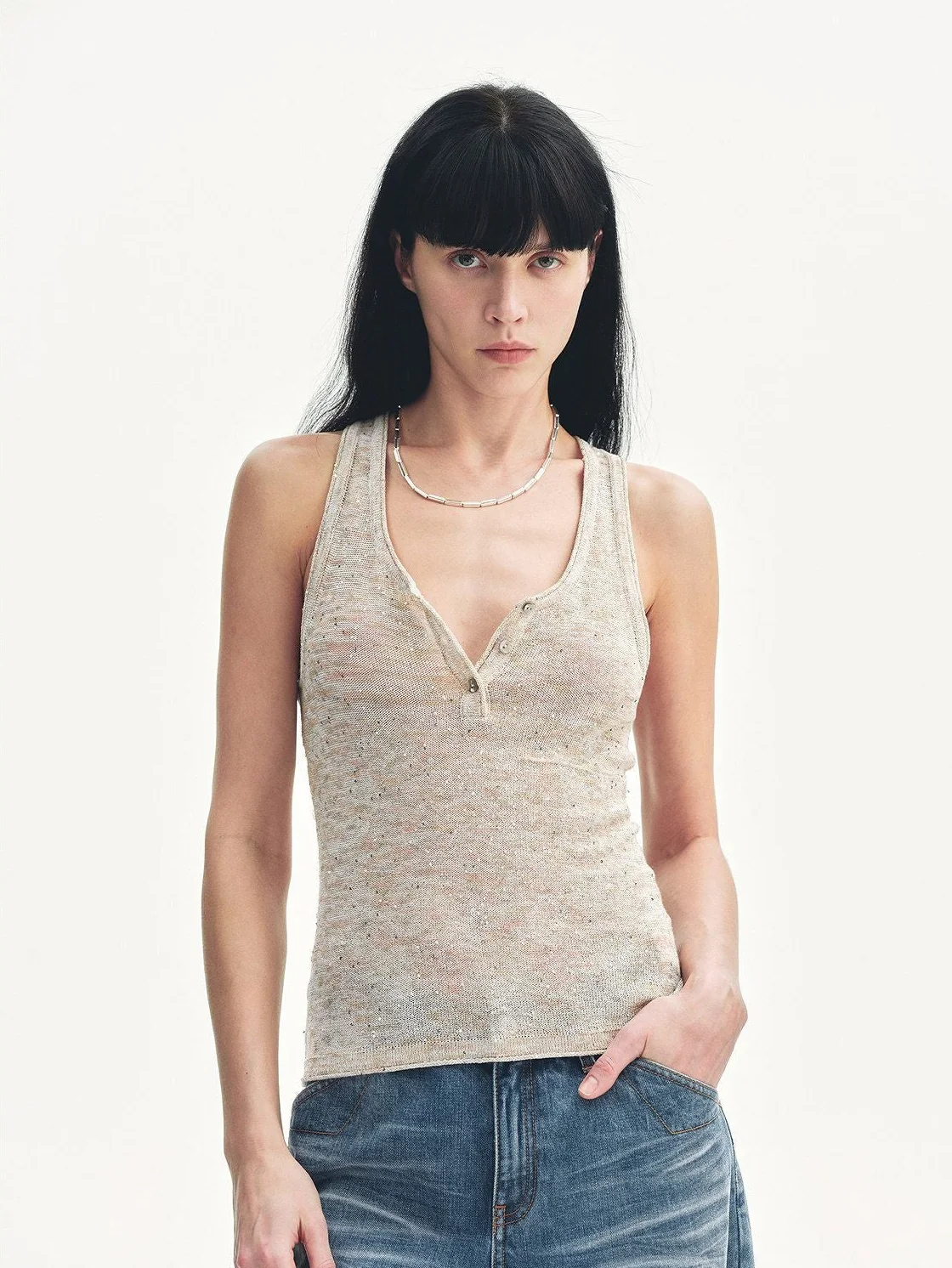 Sequin Henley Tank - Image 8