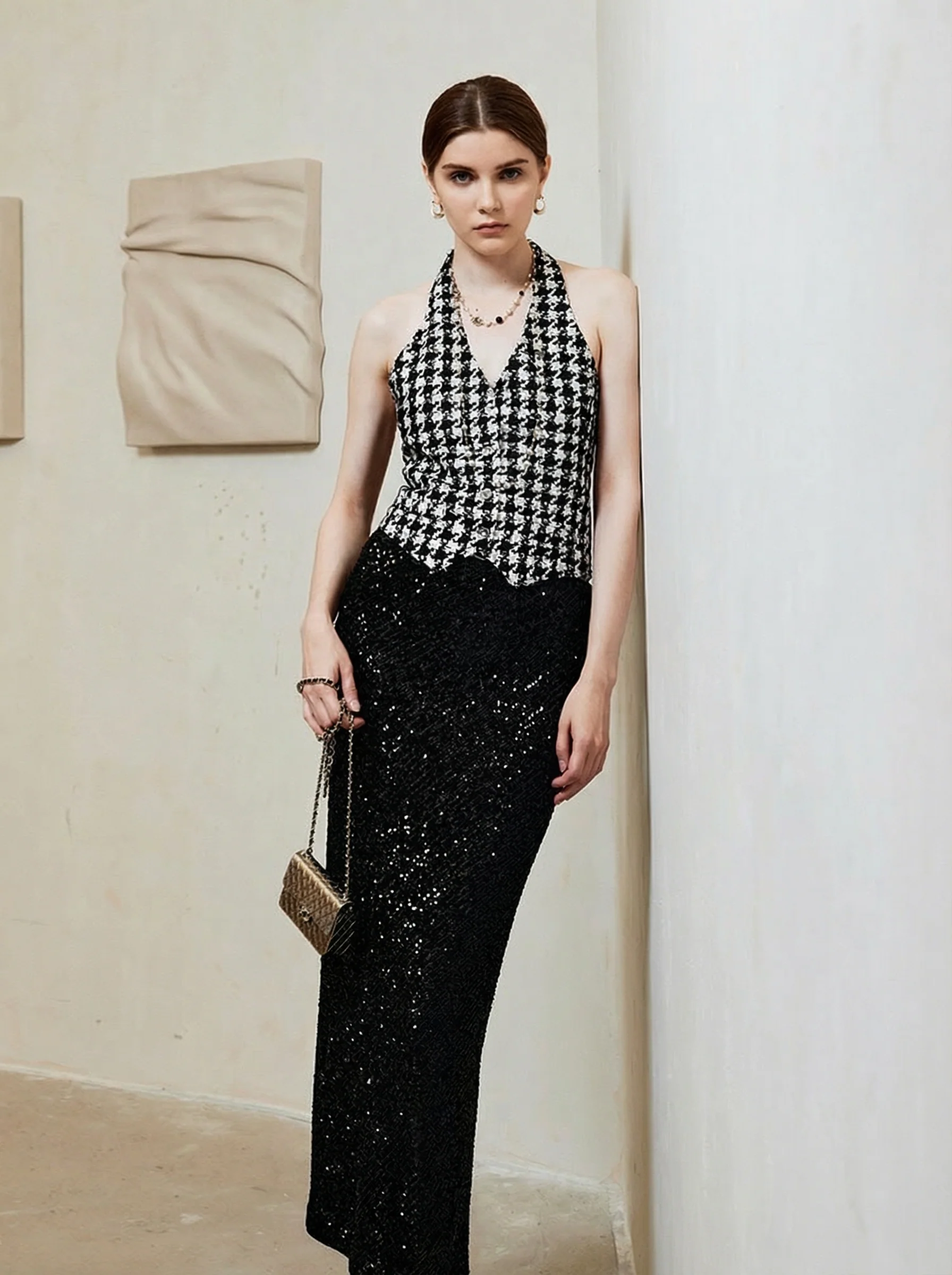 Sequin High-Waist Pencil Skirt