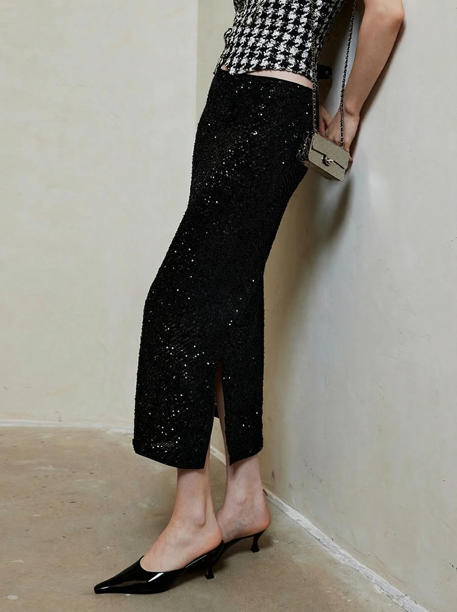 Sequin High-Waist Pencil Skirt - Image 3
