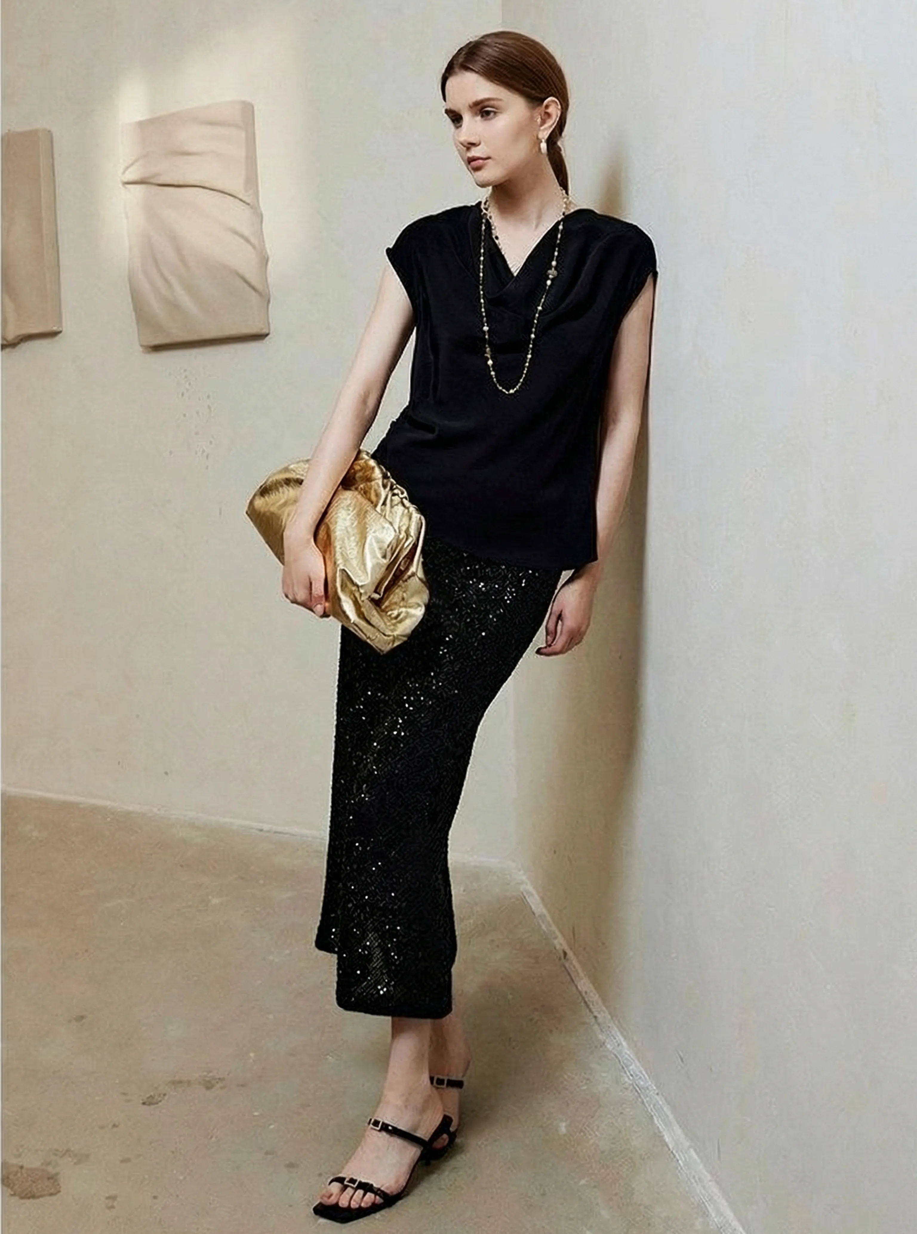 Sequin High-Waist Pencil Skirt - Image 4