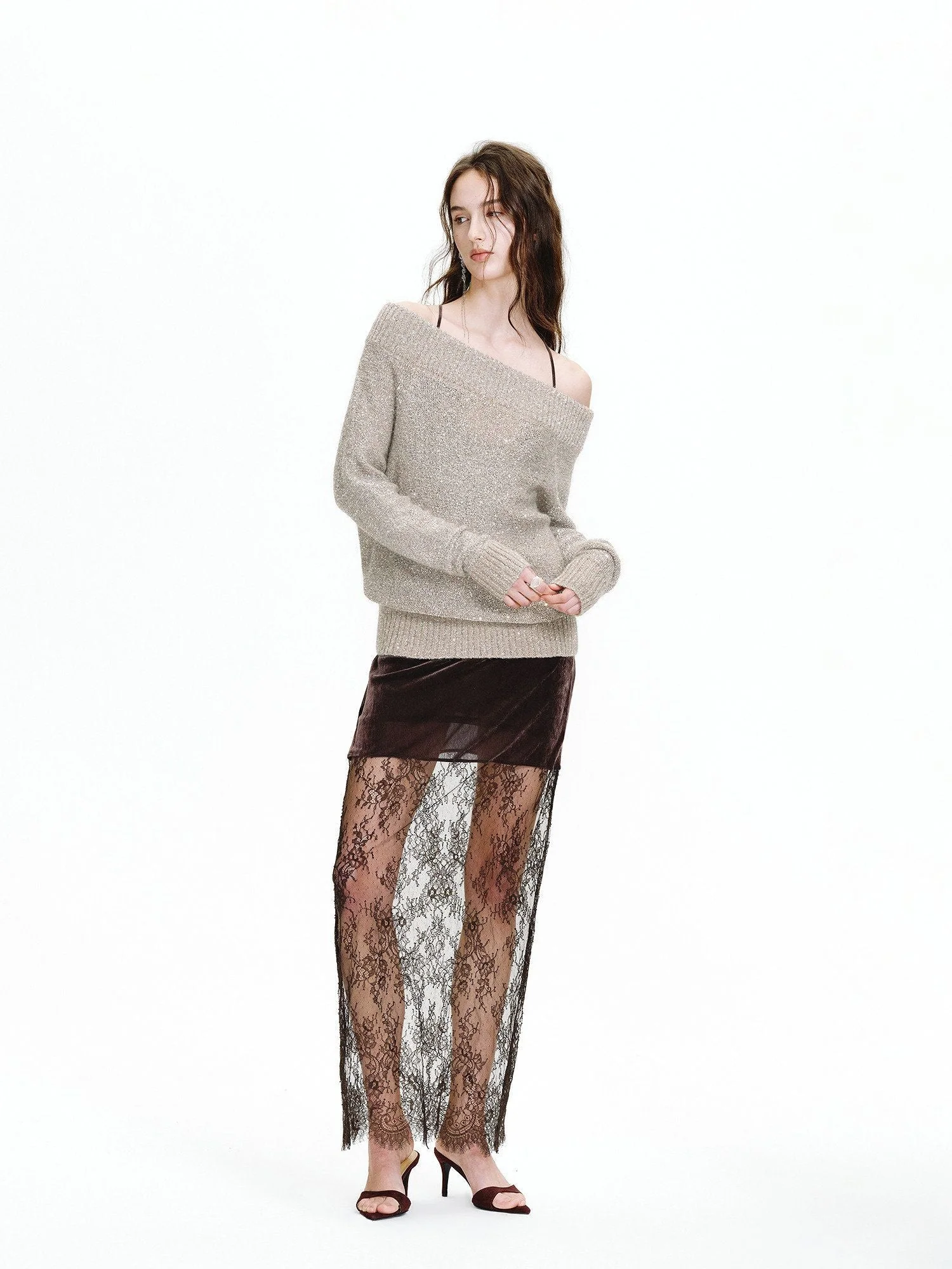 Sequin Off-Shoulder Sweater - Image 2