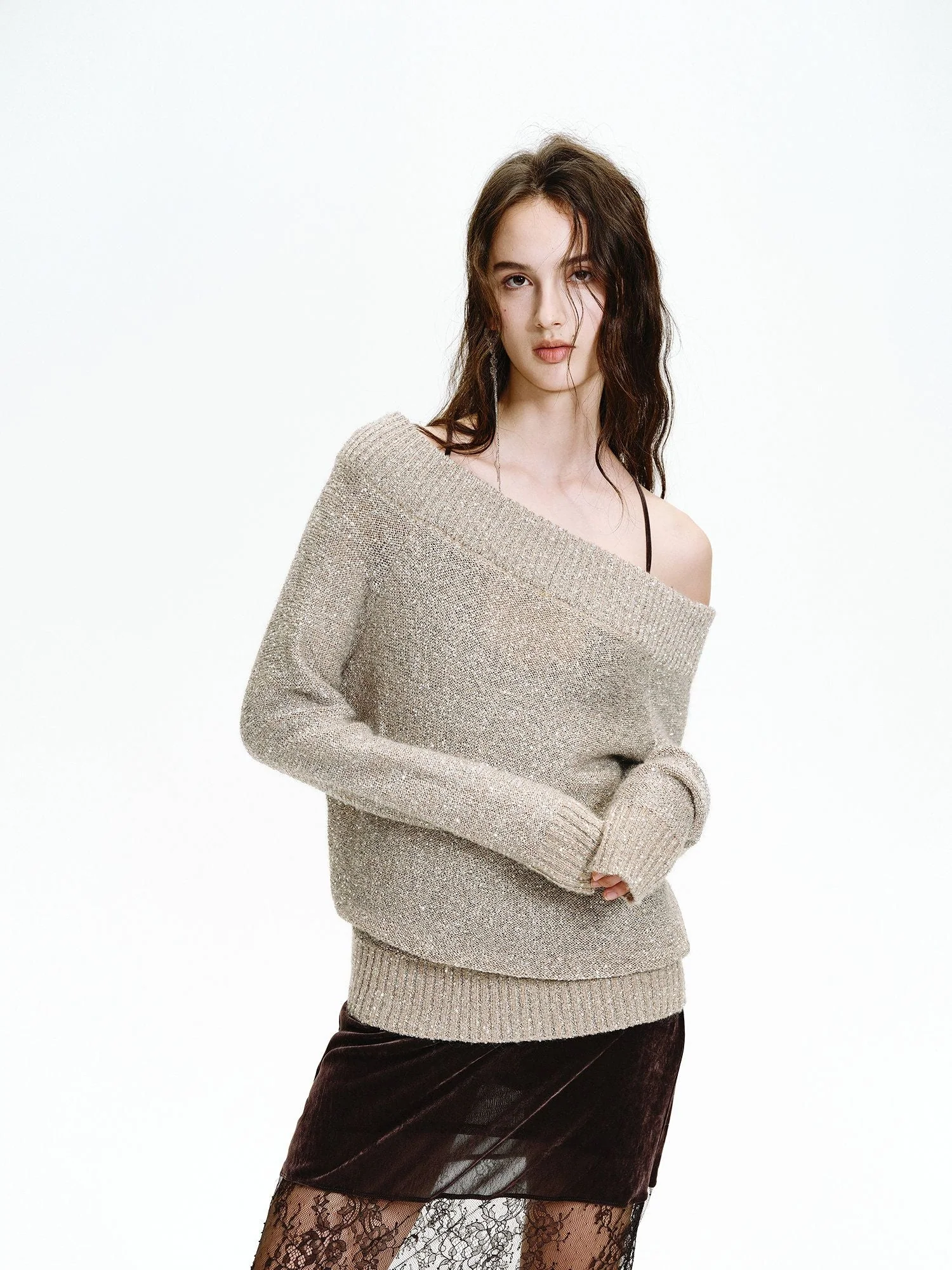 Sequin Off-Shoulder Sweater - Image 5