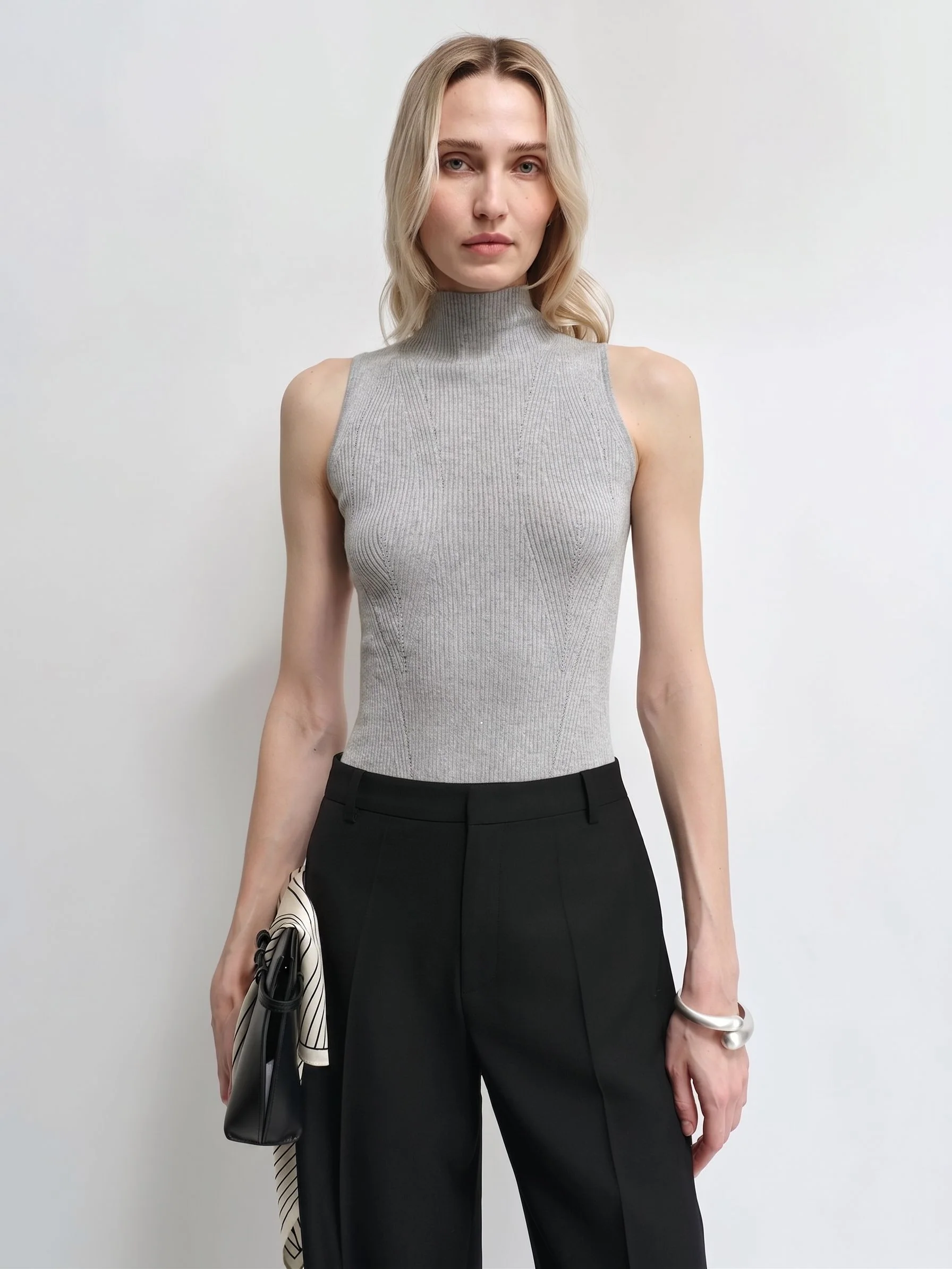 Sequin Ribbed Mockneck Top - Image 7