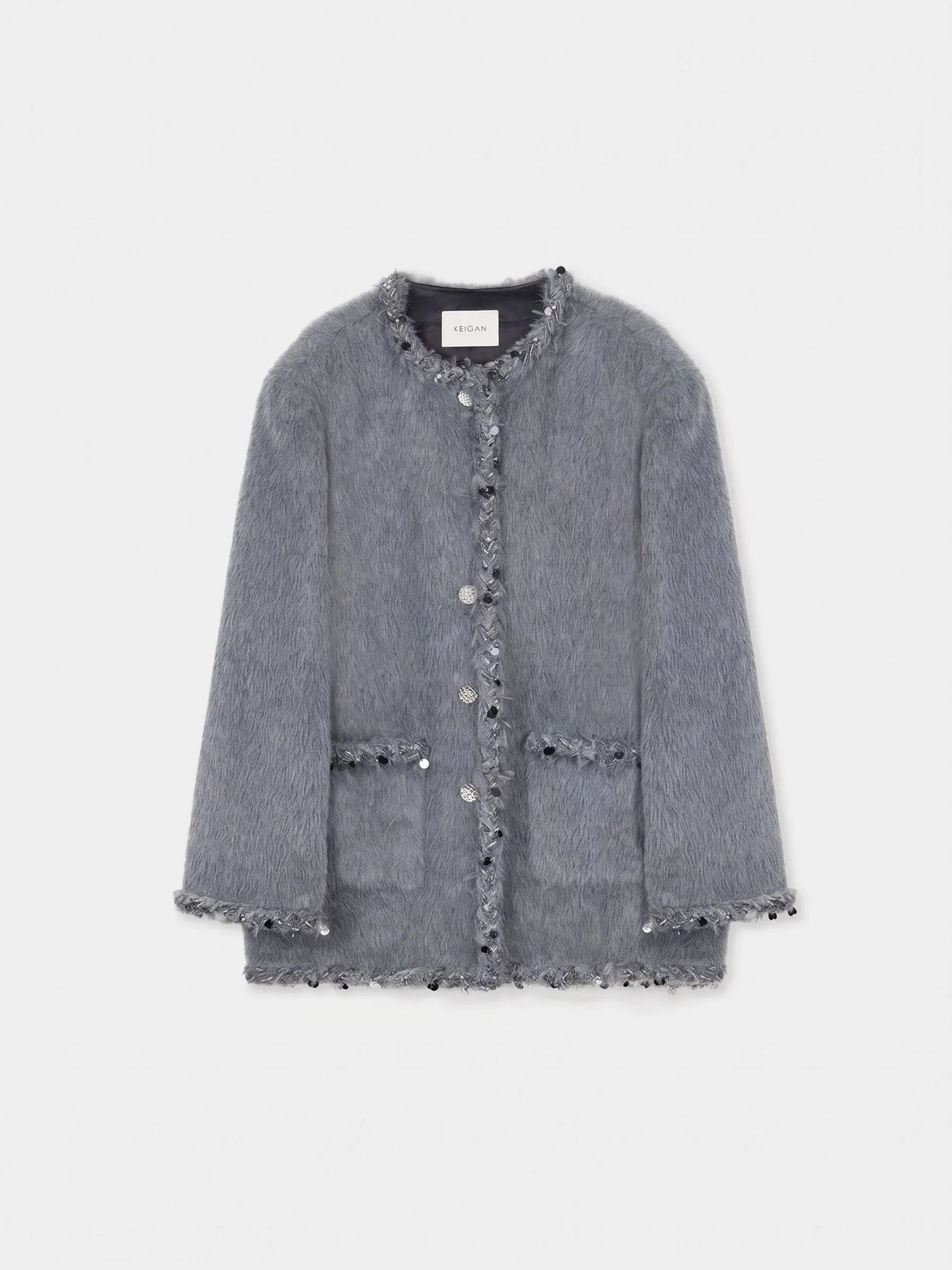 Sequin-Trim Plush Jacket - Image 10