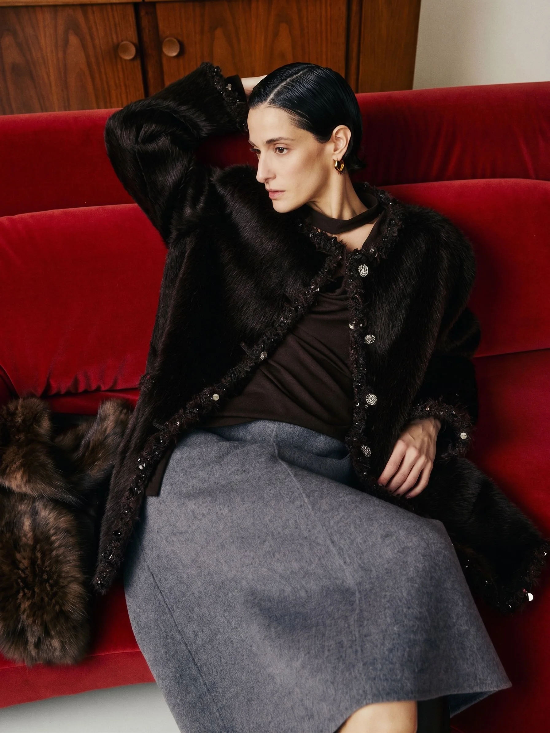 Sequin-Trim Plush Jacket - Image 3
